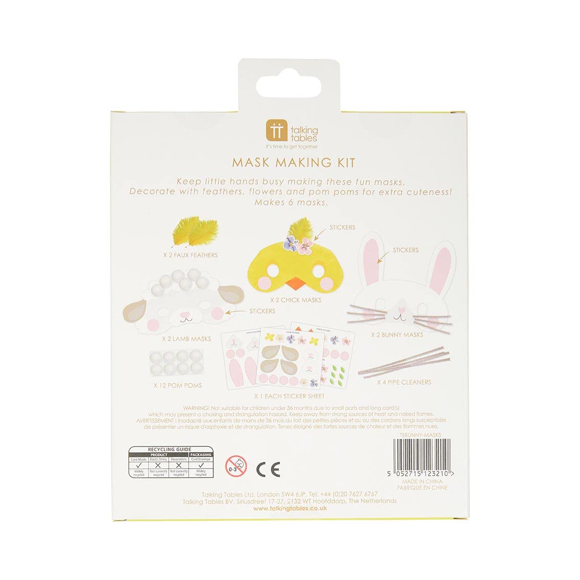 Easter Bunny Mask Making Craft Kit for Kids - Pack of 6 Bunny Face Masks | DIY Easter Art Supplies, Creative Party Activities, Egg Hunt & Parade Decorations | Perfect for Easter Celebrations, Classroom Projects & Birthday Party Favors (TSBUNNY-Masks)