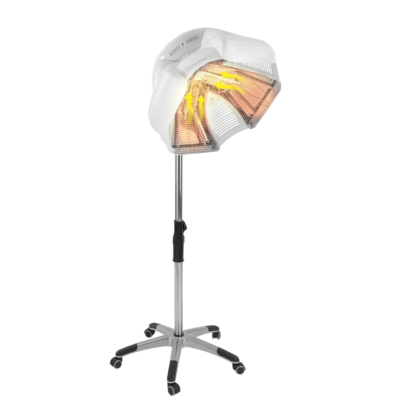 Professional 1800W Hooded Hair Dryer with Steamer - 4 Speed Adjustable, 0-60 Min Timer & LCD Panel - Rolling Floor Stand Base for Salon, Spa & Home Use - Perfect for Deep Conditioning & Hair Treatments (White)