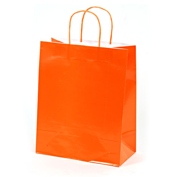 Large Orange Gift Bags for Birthday Party Favors, Baby Shower, Christmas Presents - Bulk Pack of 10