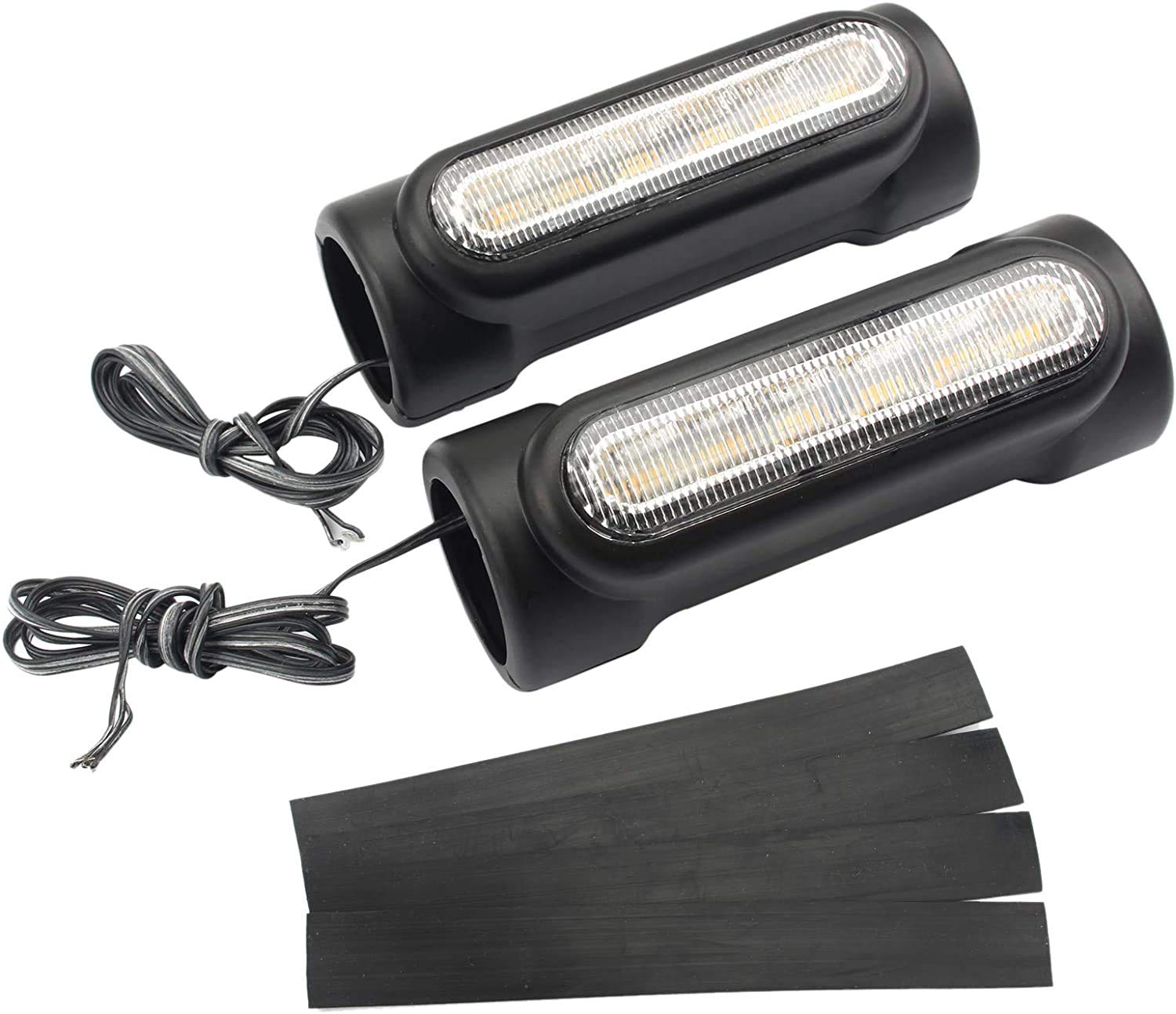 Eagle Lights Black Motorcycle Highway Bar Light Switchback Driving Lights DRL Turn Signal - White Amber LED for Harley Davidson Touring Bikes Crash Bars | Perfect for Night Riding & Enhanced Safety on Highways