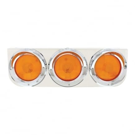 United Pacific 20391 Stainless Steel Light Bar with Bracket - Amber Lens Incandescent Turn Signal Light with Visors - Ideal for Trucks, Off-Road Vehicles & Emergency Lighting