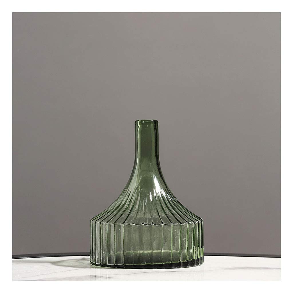 Kerryshop Long Neck Glass Vase - Elegant Home Decor for Living Room, Bedroom, Office & Study | Small Mouth Flower Vase in Green | Perfect for Fresh Flowers, Centerpieces & Tabletop Decor (Size A)