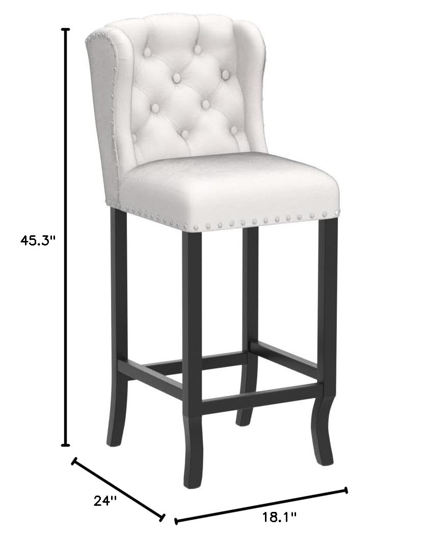 DUOMAY Modern Velvet Tufted Bar Stools Set of 2, 30