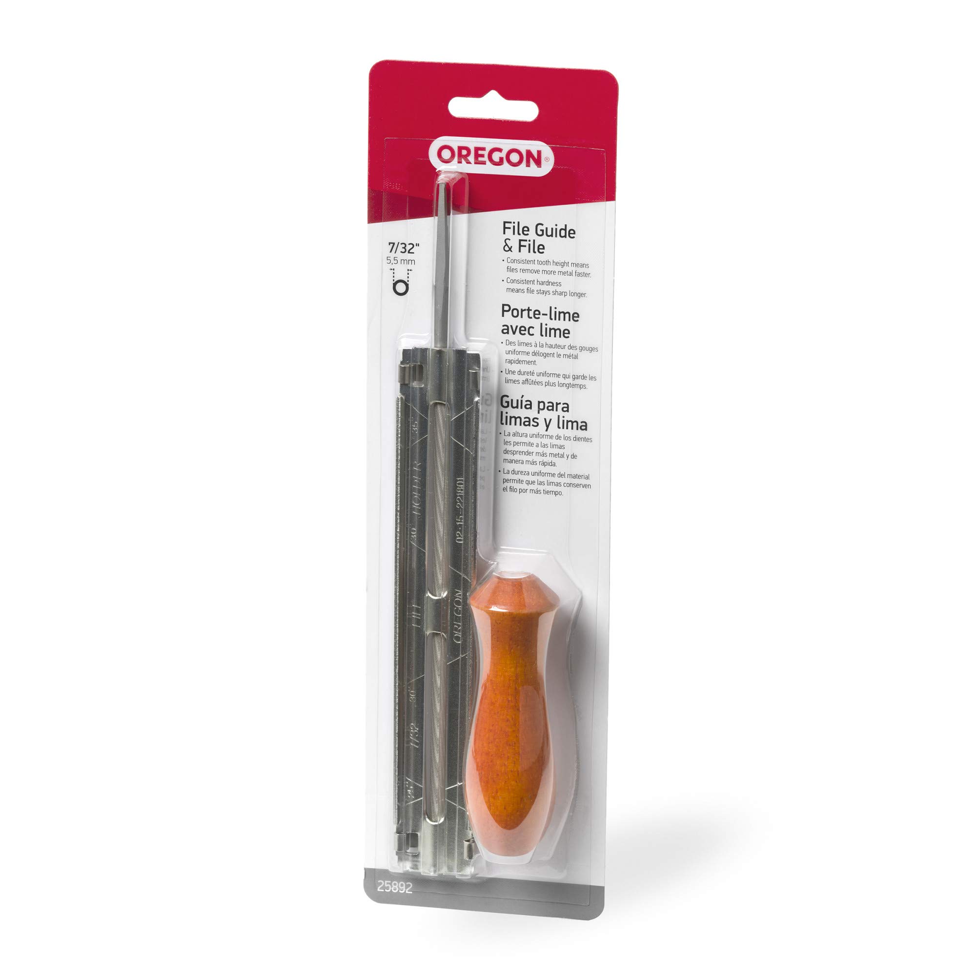 Oregon 25892 7/32-Inch Chainsaw File Guide with File - Professional Chainsaw Sharpening Tool for Wood Cutting & Forestry Work