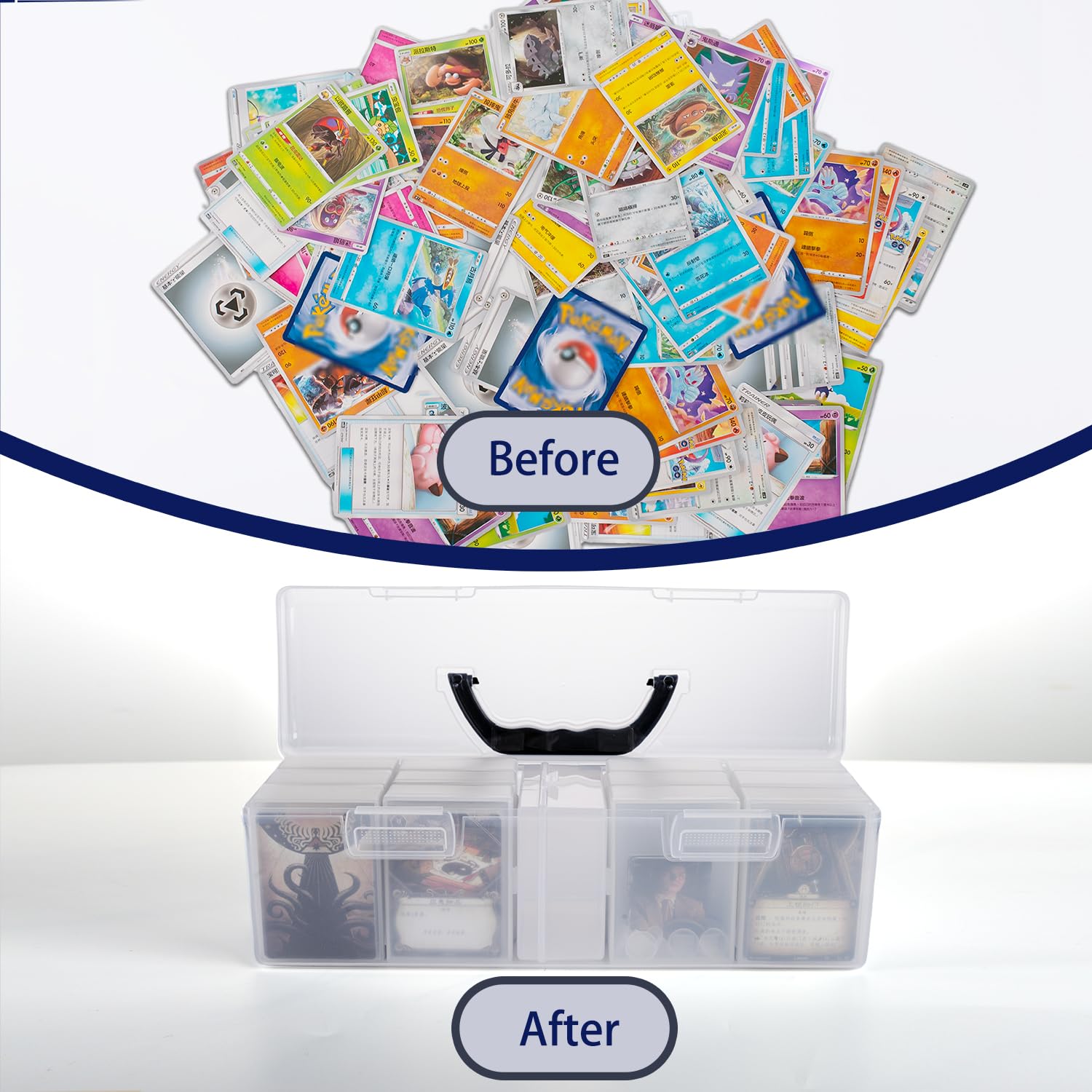 900+ Capacity Baseball Trading Card Storage Box - 13 Independent Compartments Holds 70 Cards Each | Clear Display Organizer Case for Sports Cards, MTG, Pokemon & Collectibles | Perfect for Card Collectors, Tournaments & Home Display