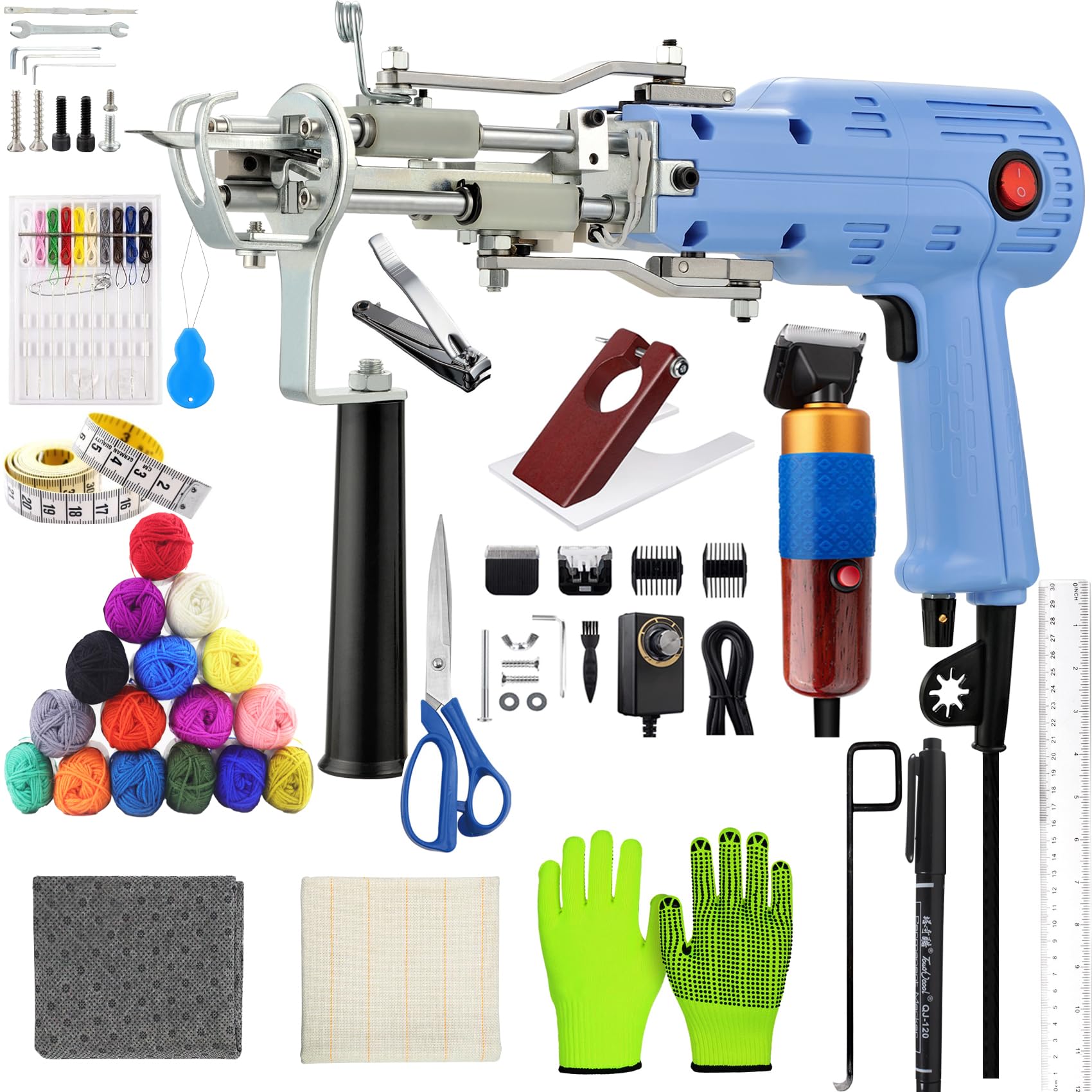 Tufting Kit for Beginners - Complete Rug Making Starter Kit with Tufting Gun, Carpet Trimmer, 16-Color Yarn Rolls & Backing Cloth | DIY Home Decor, Wall Hanging, Custom Rugs for Living Room & Bedroom