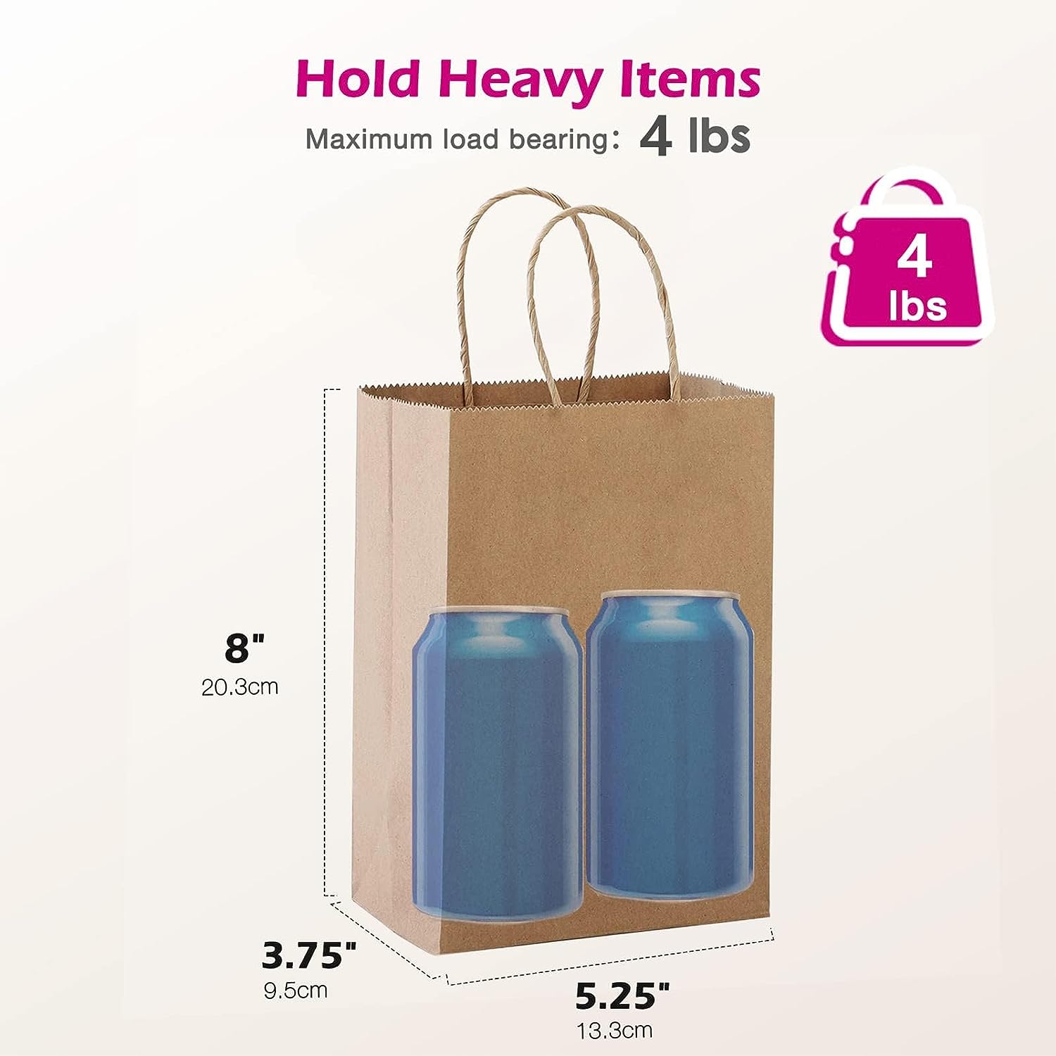 5.25x3.75x8 Inch Kraft Paper Gift Bags - Eco-Friendly Small Brown Paper Bags for Party Favors, Wedding, Birthday Gifts & Retail Packaging (Set of 50) | Perfect for Gift Wrapping, Favor Bags & Small Business Packaging