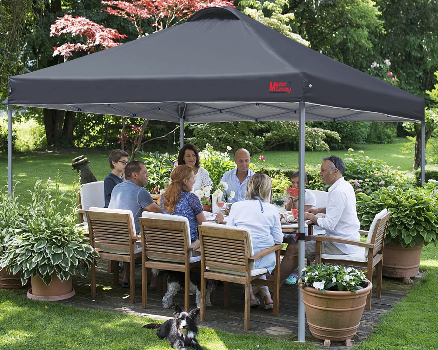 MASTERCANOPY 8x8 Pop Up Canopy Tent - Heavy Duty Portable Instant Shelter with Carry Bag, Dark Grey - Perfect for Outdoor Events, Camping, Beach & Backyard Parties