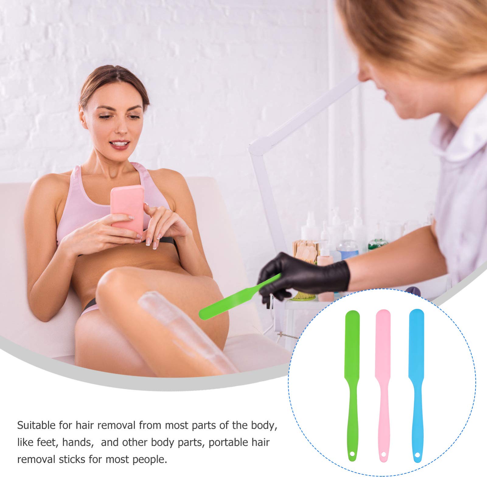 Beavorty 3-Pack Silicone Hair Removal Wax Sticks - Reusable Non-Stick Waxing Spatulas for Eyebrows, Legs & Bikini Line - Travel-Friendly Toiletries & Baking Tools - Perfect for DIY Waxing, Salon Use & Kitchen Essentials