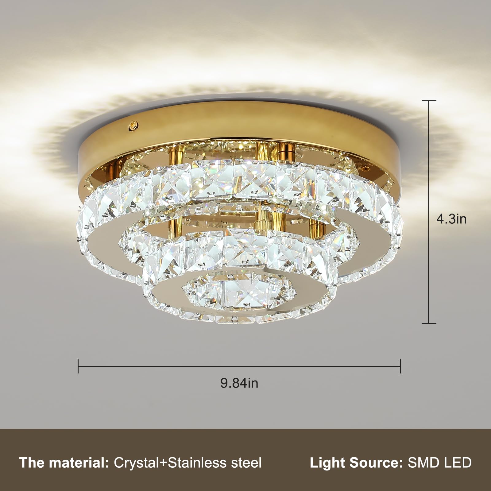 Modern Gold Crystal Chandelier - 9.8
