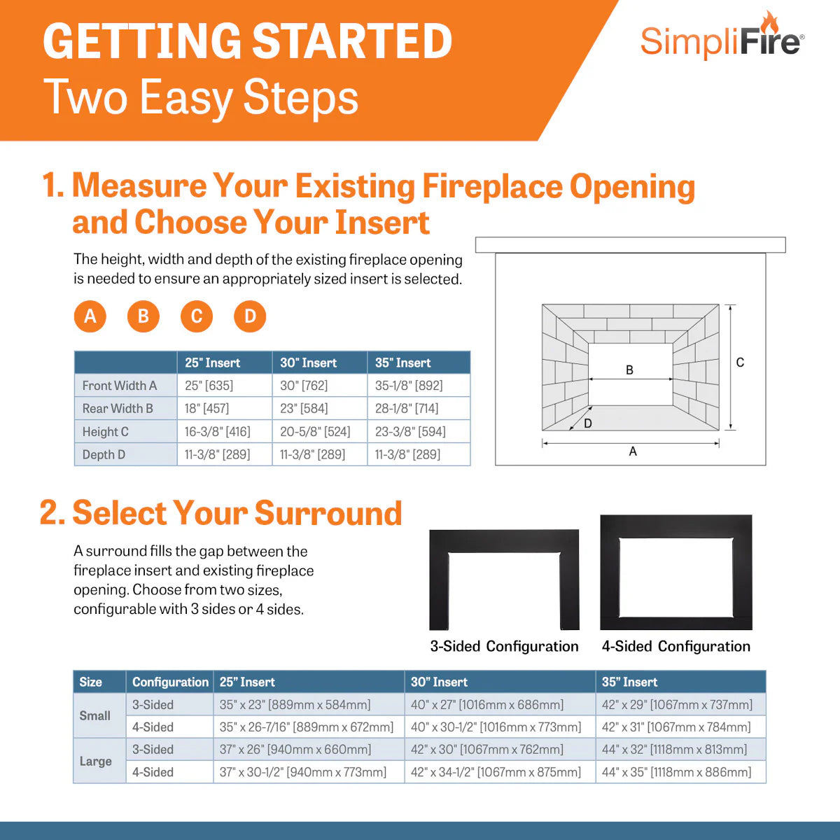 Simplifire 25 Electric Fireplace Insert - 25 Inch Recessed Wall Mount Heater with Realistic Flame Effect | Perfect for Living Rooms, Bedrooms & Home Offices (SF INS25)
