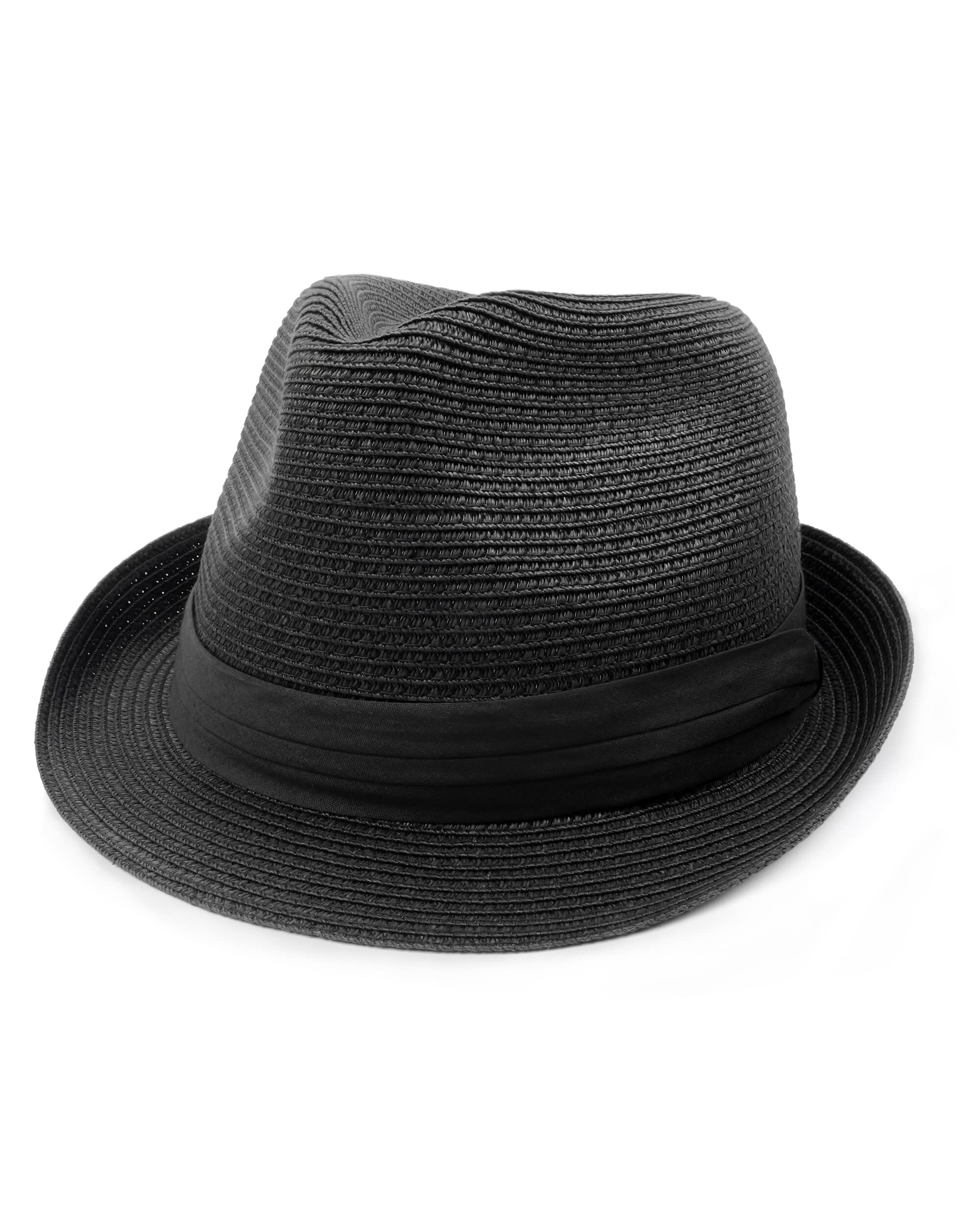 Zylioo XXL Oversize Straw Trilby Hat for Men & Women - Big and Tall Short Brim Fedora Hat - Roll Up Summer Cuban Hat - Beach, Vacation, Outdoor Party, Wedding Accessory