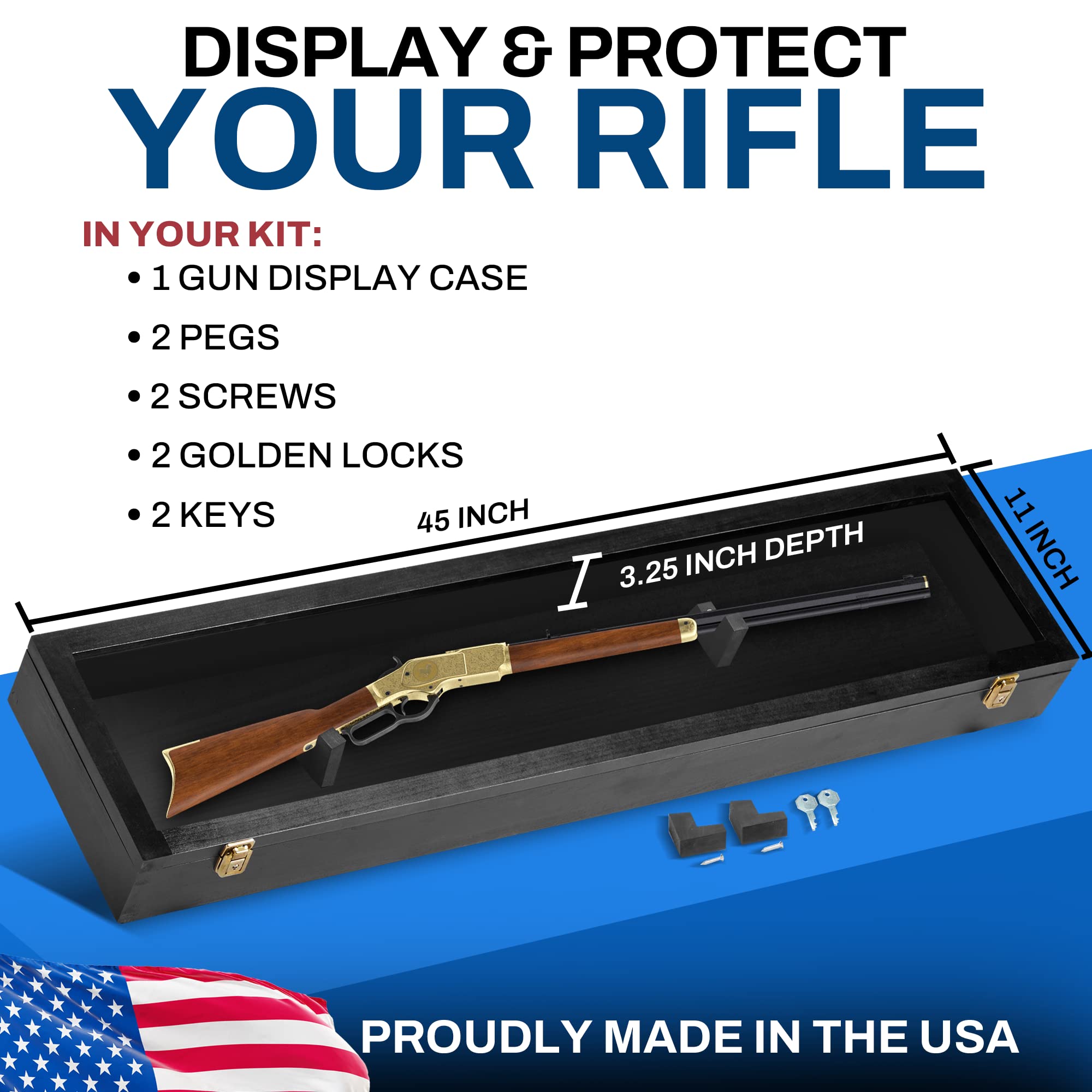 Lockable Gun Display Case for Rifles & Shotguns - Secure Acrylic Door Wall Mount Cabinet for Firearms & Swords - Perfect for Home, Office, or Gun Range Storage & Display
