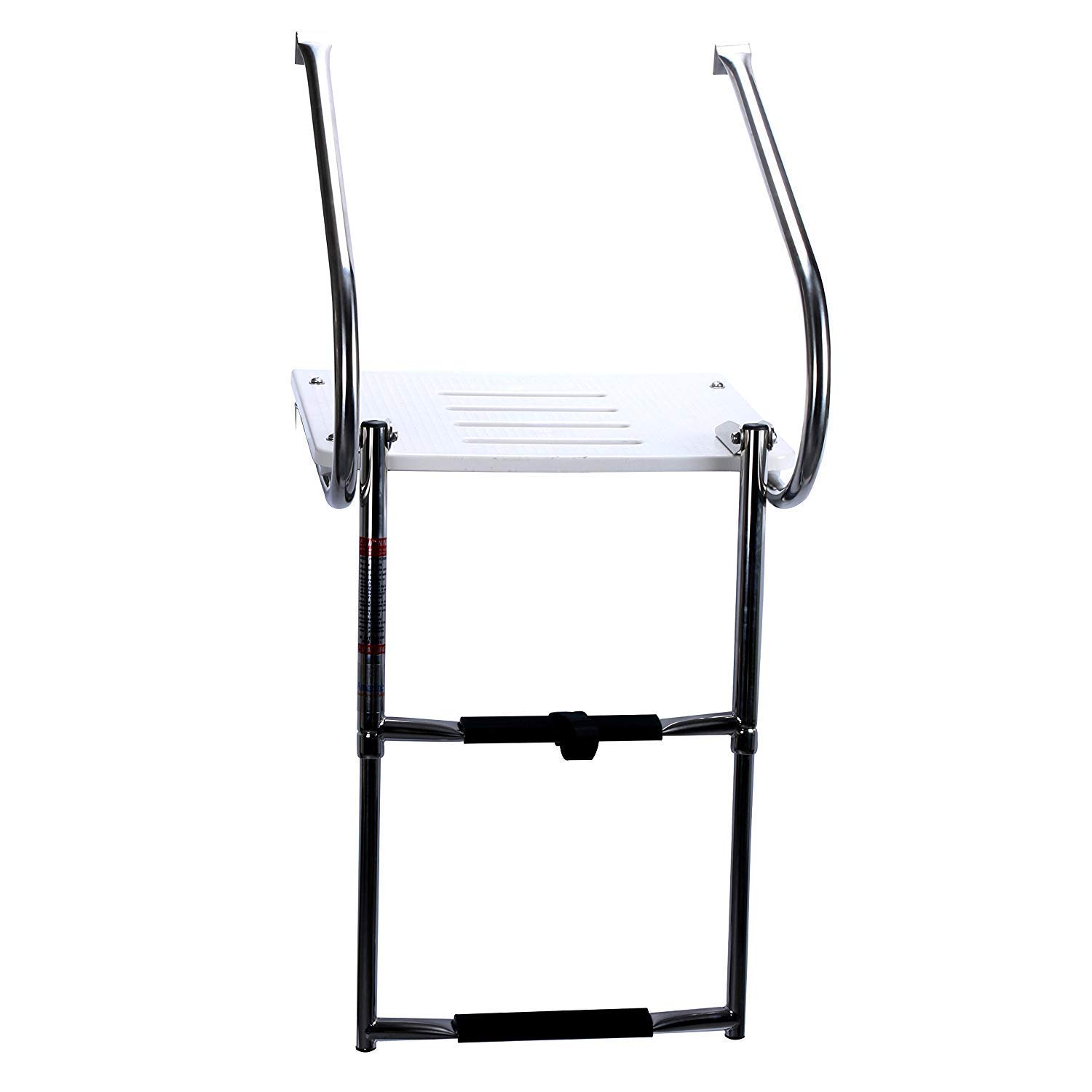 **Amarine Made 2-Step Telescoping Boat Ladder - Stainless Steel Swim Platform Ladder for In-Board & Outboard Boats, Pontoons, Docks & Swimming Pools - Collapsible Design with 2 Handrails for Easy Access & Safety**    *(Perfect for boarding boats, swimming pools, docks, and pontoons - durable and space-saving design!)*