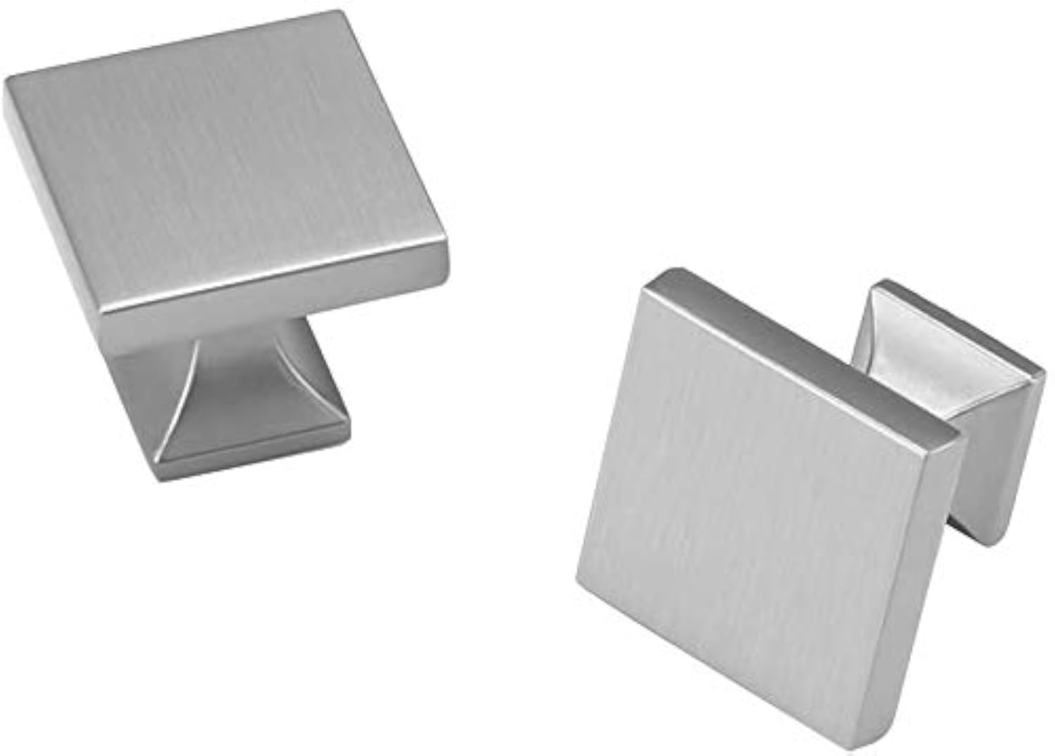 15 Pack Brushed Nickel Cabinet Knobs - Square Dresser Drawer Pulls for Kitchen Cabinets, Bathroom Vanities & Furniture Hardware (Silver Finish) - Easy Installation & Modern Home Upgrade