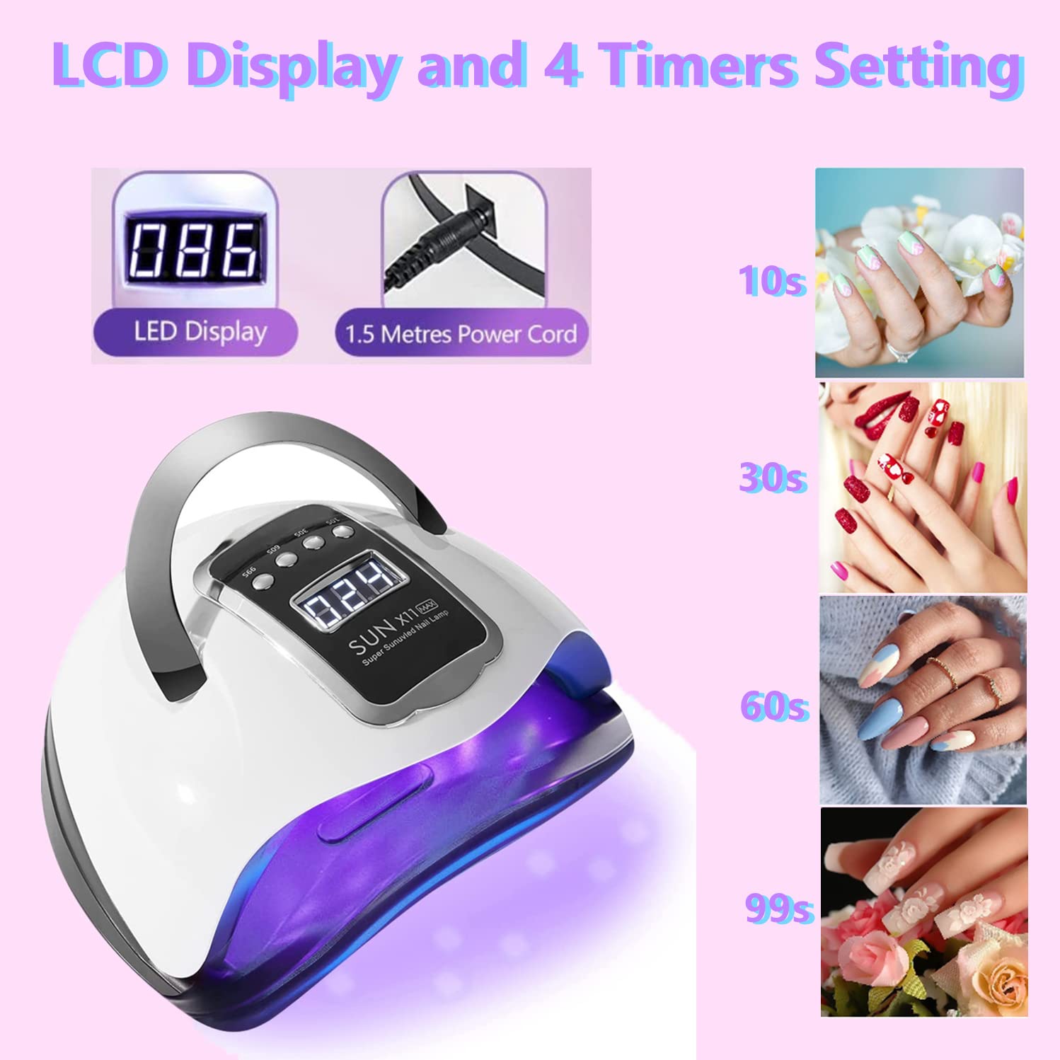 Professional 280W UV LED Nail Lamp with Auto Sensor & 4 Timer Settings - Fast Curing Gel Nail Dryer for Home & Salon Use | Perfect for Gel Polish, Acrylic Nails & DIY Manicures