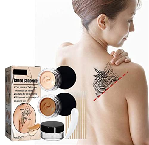 Professional Waterproof Tattoo & Scar Concealer Makeup Set - Cover Birthmarks, Tattoos & Imperfections - Ideal for Weddings, Photos & Everyday Wear