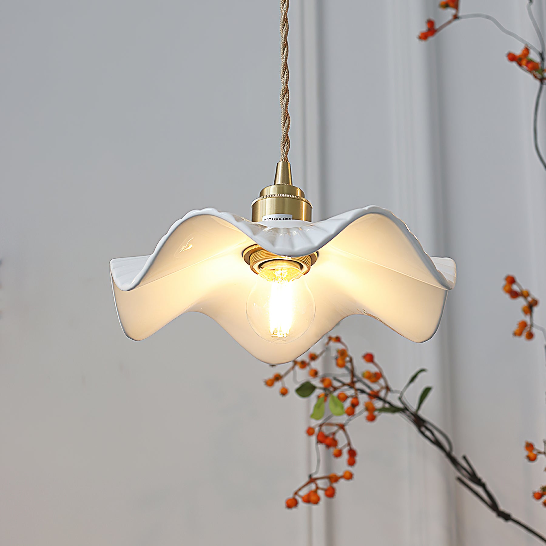 Modern Ceramic Wave Flower Pendant Light - Handcrafted Boho Ceiling Lamp for Living Room, Bedroom & Dining Room Decor