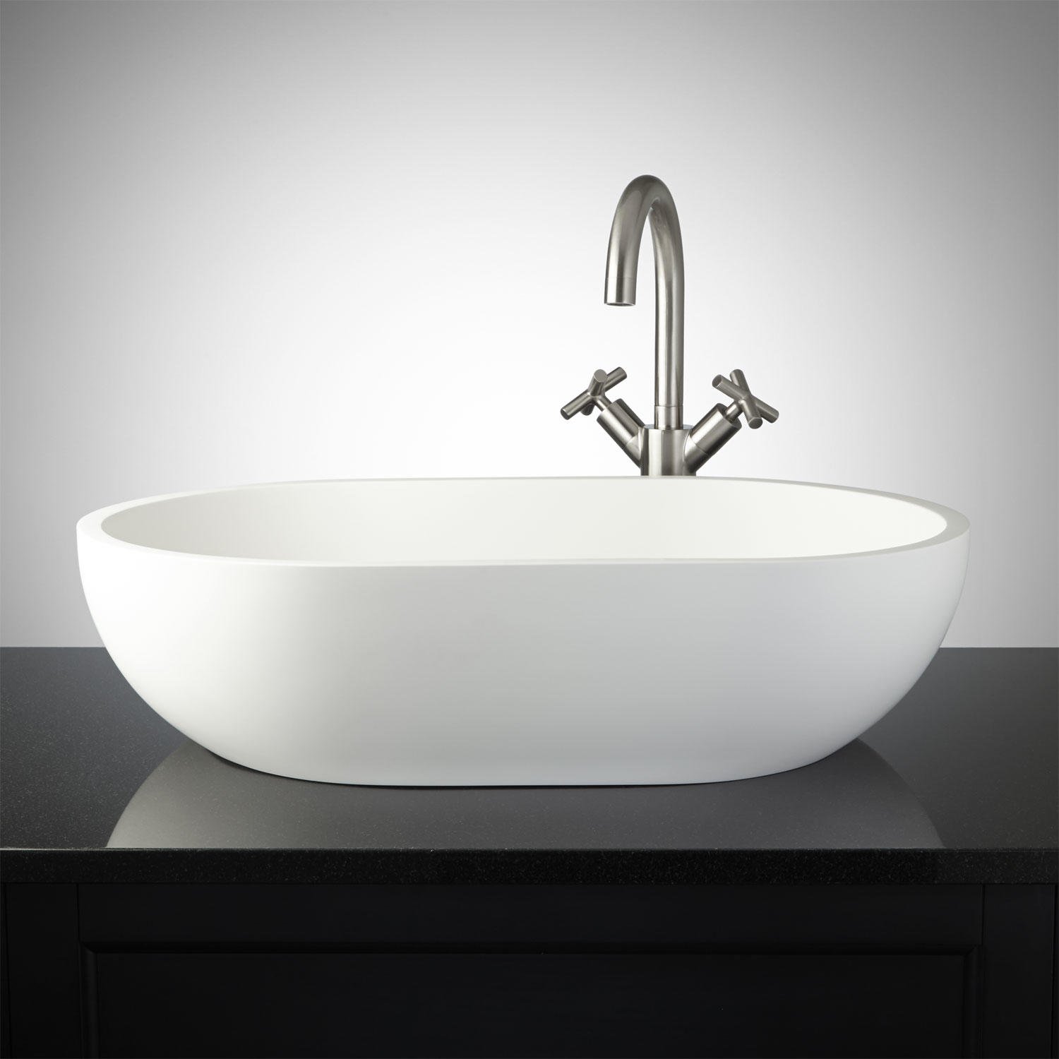 Signature Hardware 398746 Atria 23-Inch Resin Vessel Bathroom Sink - Modern Vanity Sink for Bathroom Remodel & Powder Room Upgrade