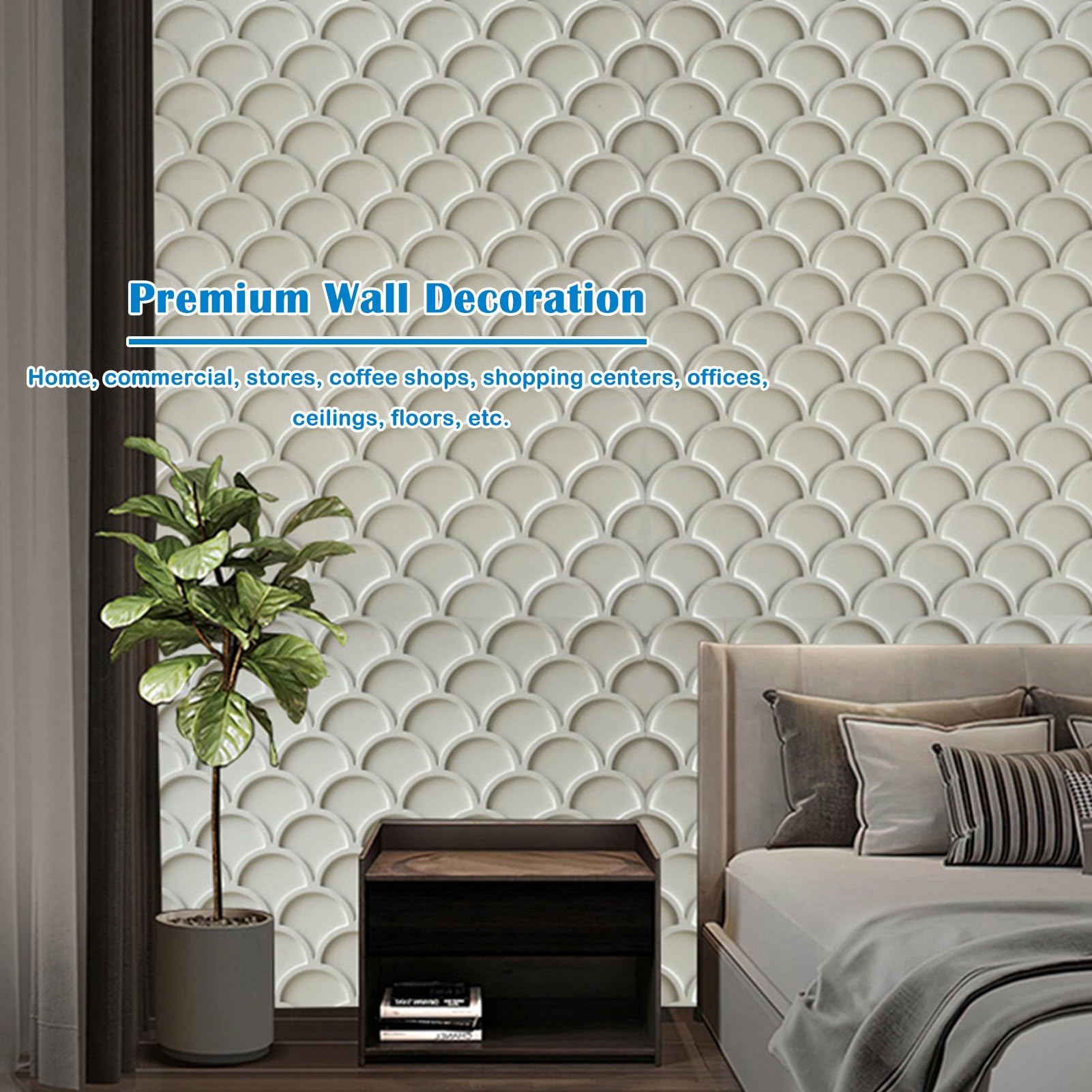3D Brick Wall Panels Fish Scale Texture - Waterproof Cuttable PU Cladding Panels for Living Room & Bedroom Background - 2pcs Paintable Décor Paneling (Orange) | Perfect for Home Renovation, Interior Design, and DIY Wall Decor Projects