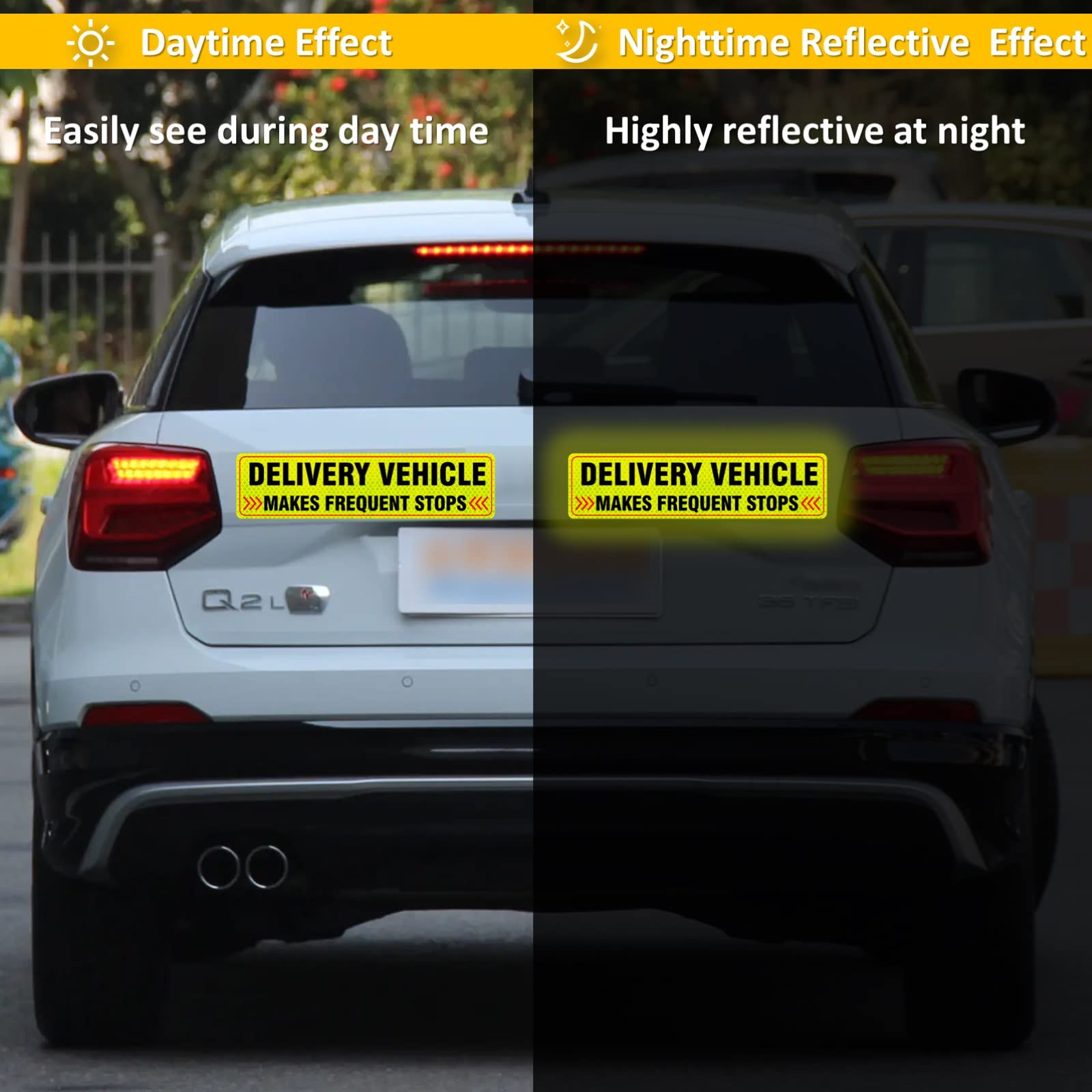 2-Pack Reflective Delivery Car Magnets for UPS, FedEx, Amazon Flex - Waterproof Vehicle Signs for Drivers, Food & Package Delivery - Perfect for Nighttime Safety & Business Branding