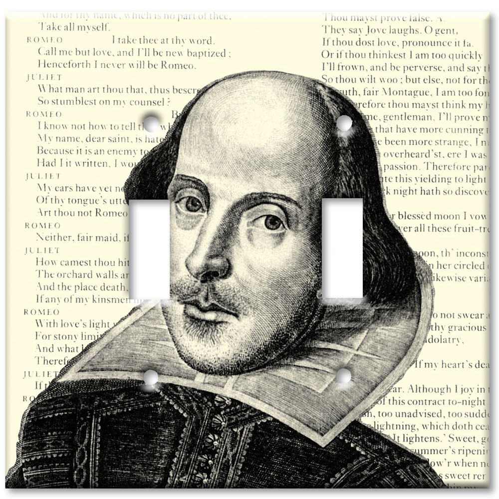 Shakespeare Double Gang Toggle Decorative Metal Wall Plate - Made in USA - Elegant Art Plates for Home & Office Decor