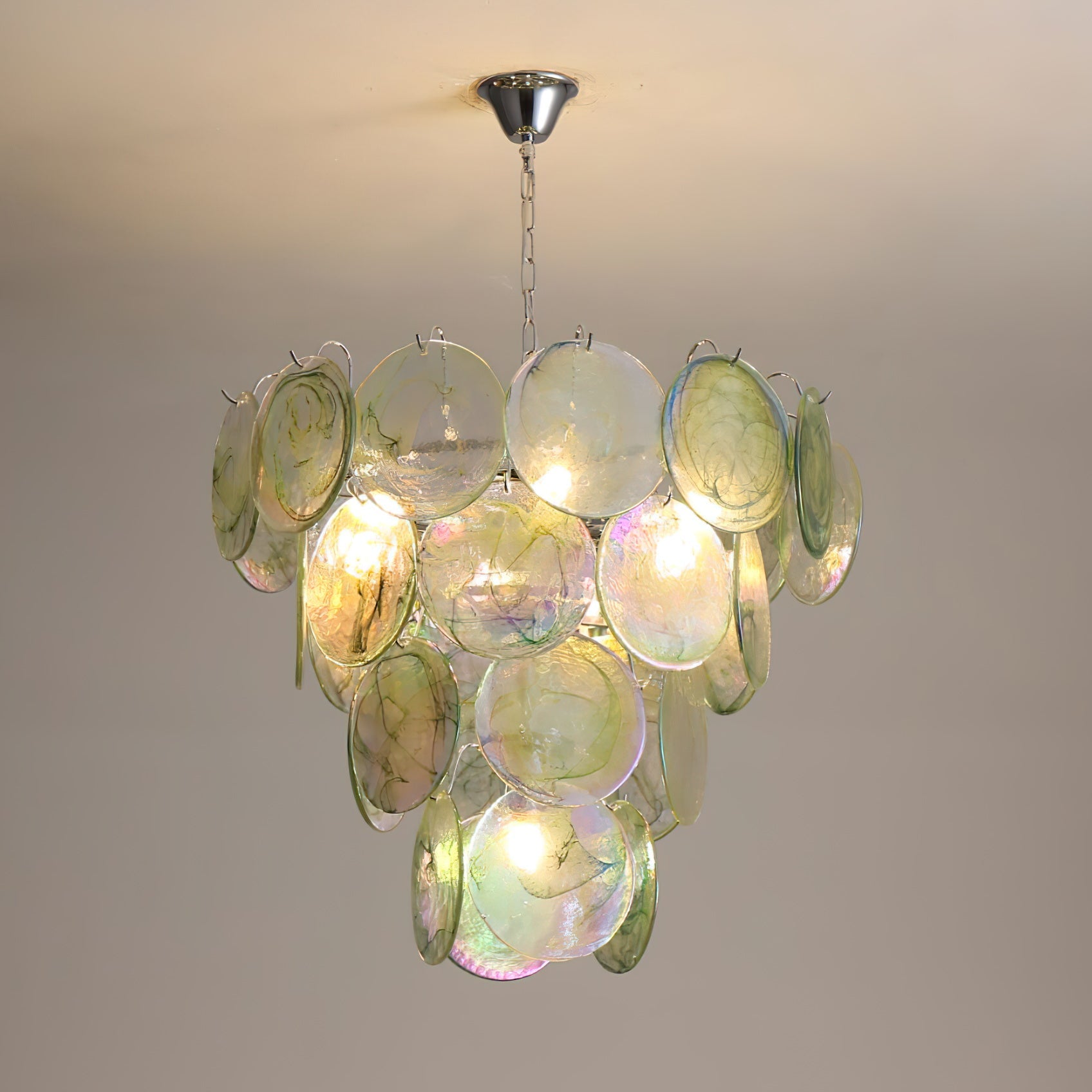Elegant Camisa Disc Glass Chandelier - Modern Crystal Ceiling Light Fixture for Dining Room, Bedroom, and Living Room Decor