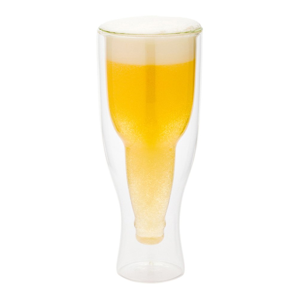 Restaurantware Forma 9oz Double Wall Beer Glasses - 10-Pack Shatterproof Clear Drinking Glasses with Rolled Rim for Beer, Cocktails, Wine & Beverages - Perfect for Bars, Restaurants & Home Entertaining