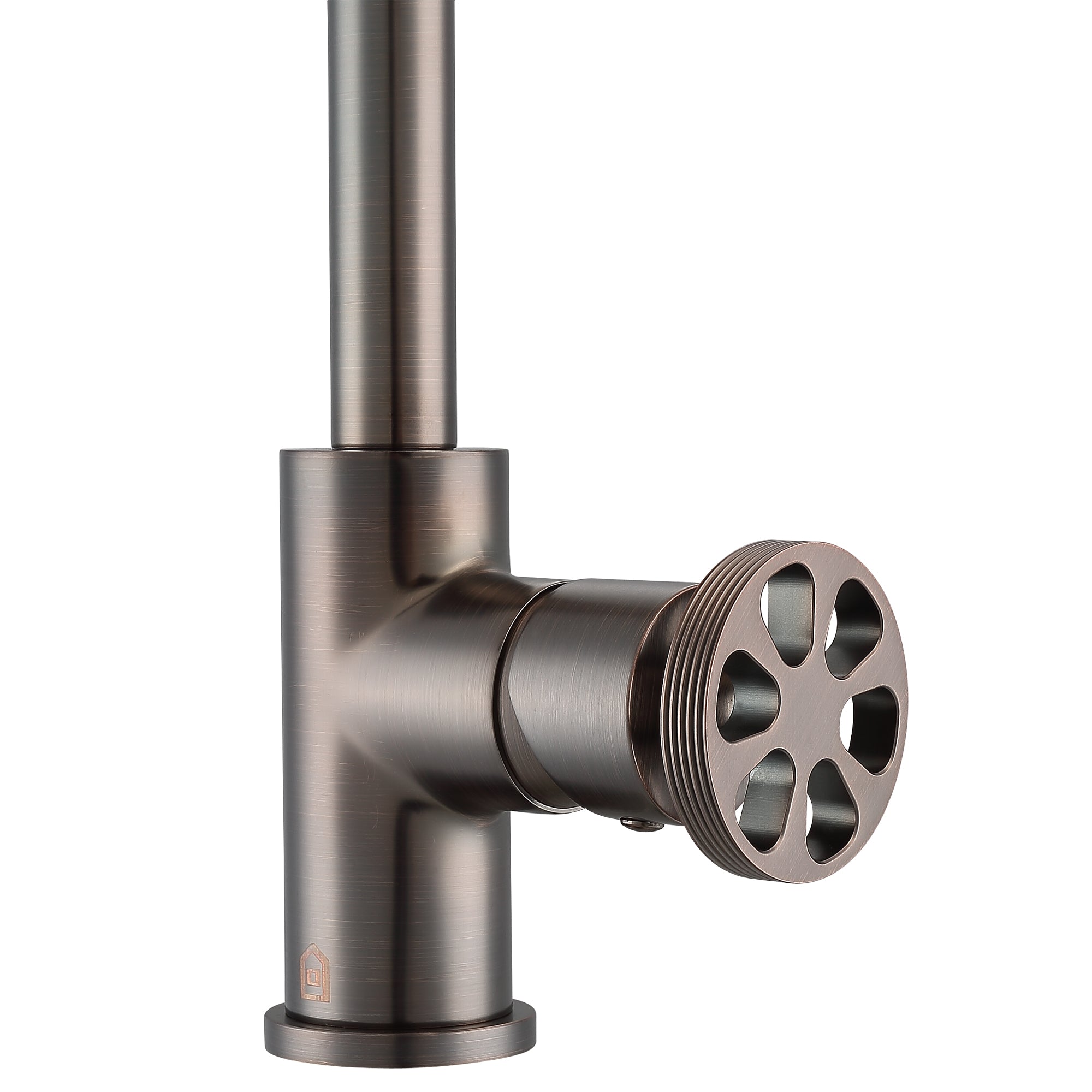 Oil Rubbed Bronze Round Wheel Handle 1-Hole Deck Mount Bathroom Faucet - Perfect for Modern and Vintage Bathroom Renovations