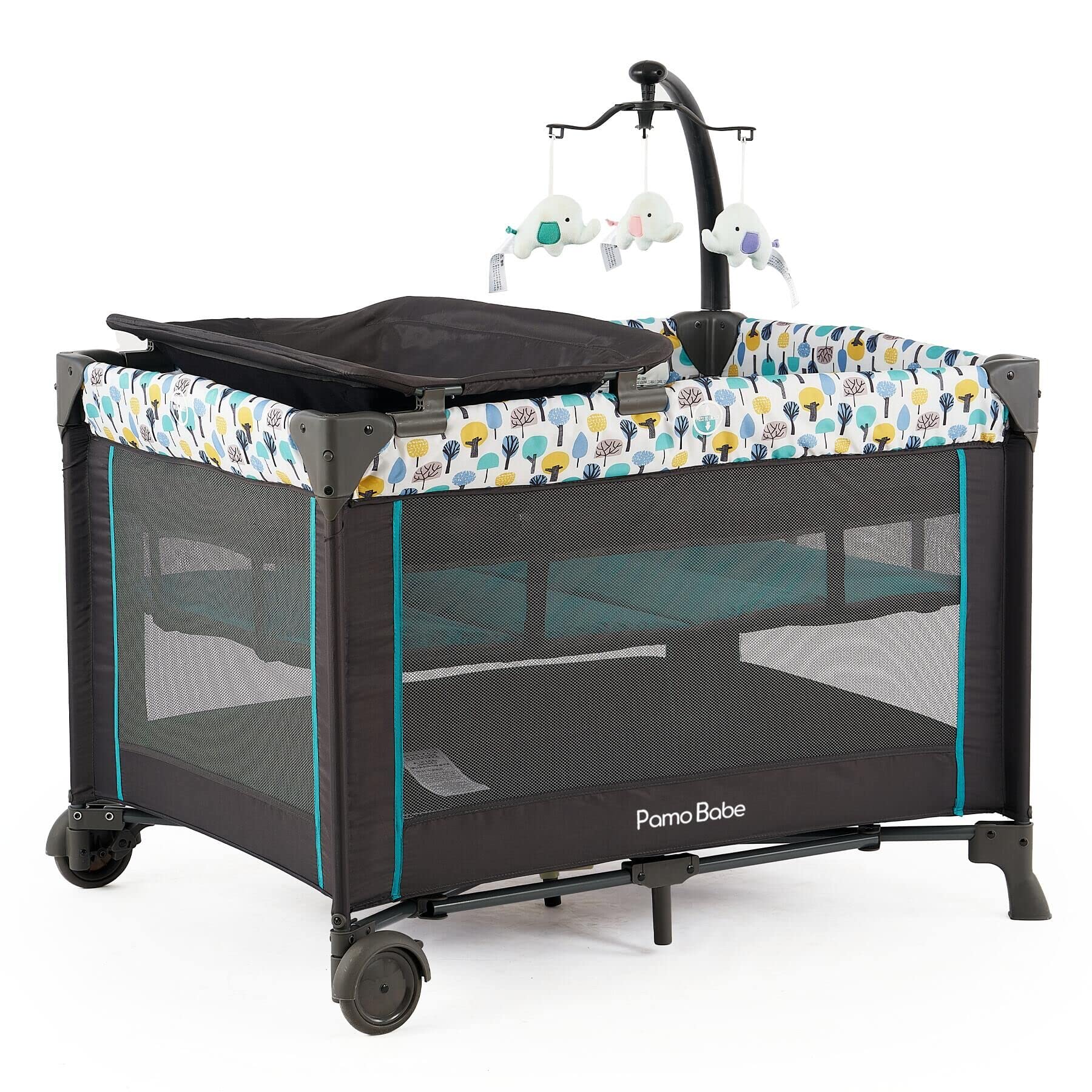 Pamo Babe Portable Baby Crib with Bassinet & Changing Table - Lightweight Travel Playpen for Newborns & Toddlers - Perfect for Home, Travel, and Daycare Use