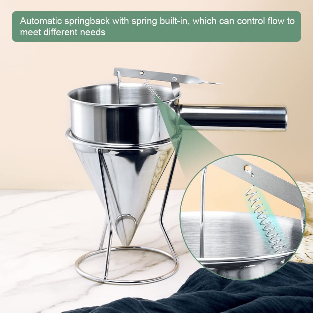 Premium Stainless Steel Conical Funnel - Kitchen Cooking Syrup Batter Dispenser for Baking, Cake Decorating, Desserts & Whipped Cream - Durable Shelf-Stable Funnel for Home & Professional Use