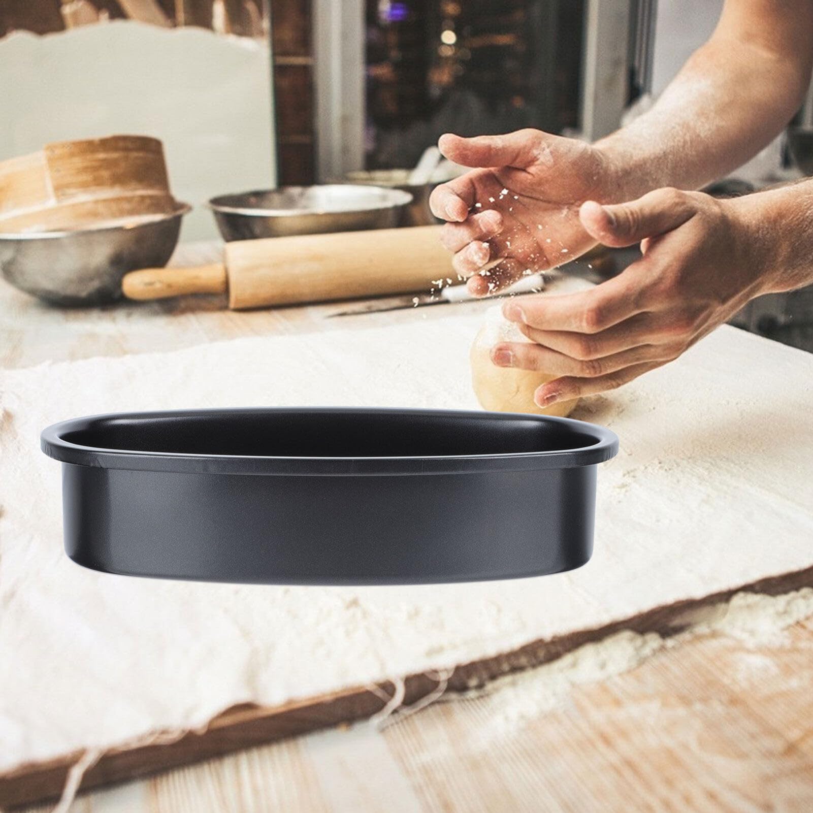 Nonstick Oval Bread Loaf Pan - Carbon Steel Baking Pan for Cheesecake, Cake & Bread - YARDWE Metal Bakeware Mold (Black) - Perfect for Home Baking, Holiday Desserts & Gift Giving