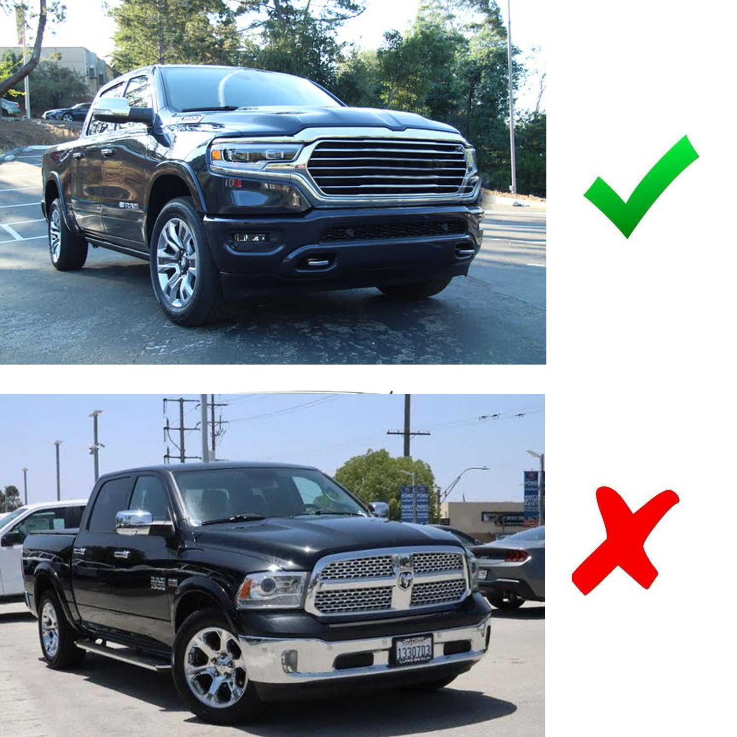 2-Piece Red 2WD/4WD Selector & Headlight Switch Knob Cover Trim for 2019+ RAM Trucks - Off-Road & Night Driving Accessories
