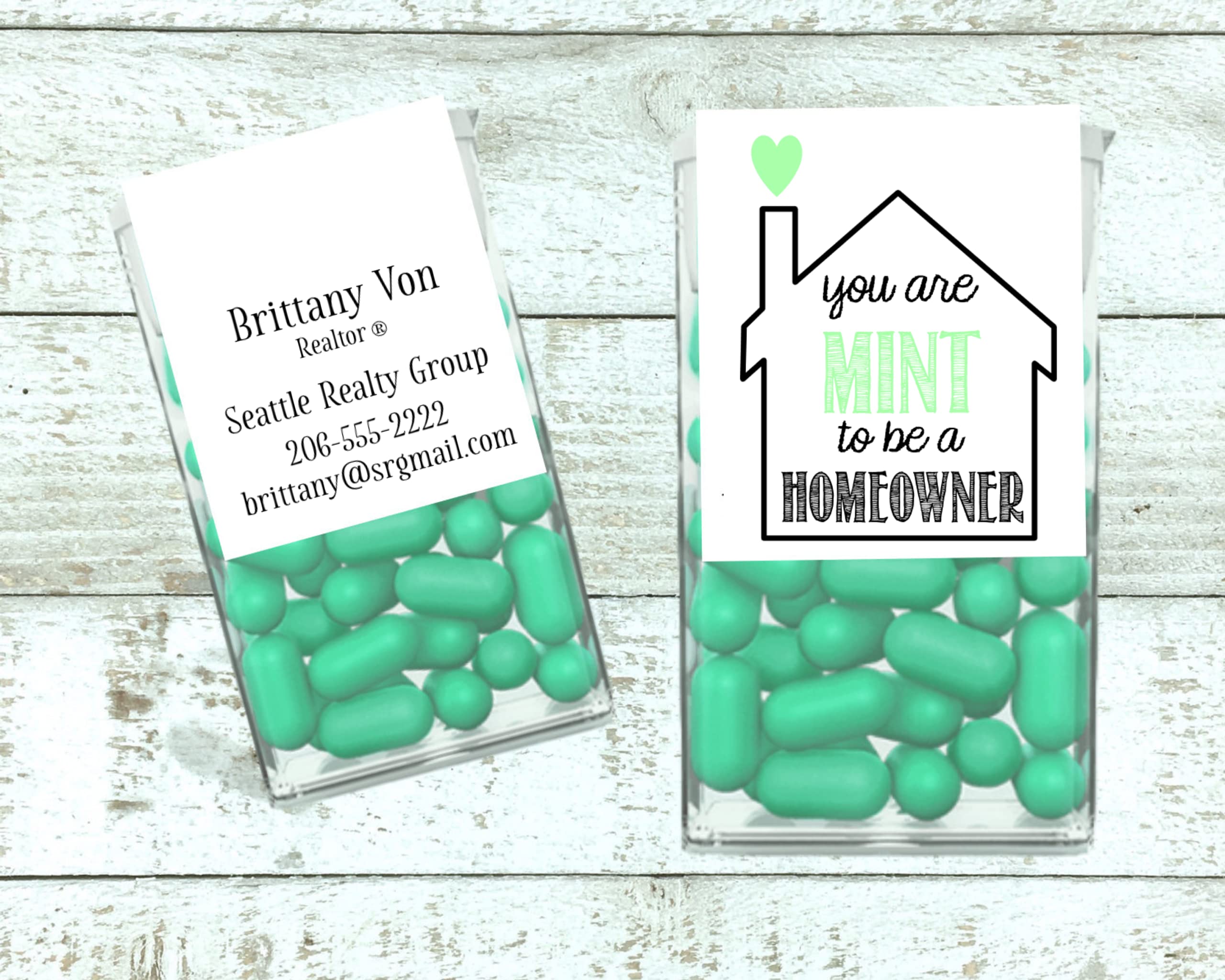 Personalized Tic Tac Stickers - 12 Real Estate Marketing Labels for Home Buyers