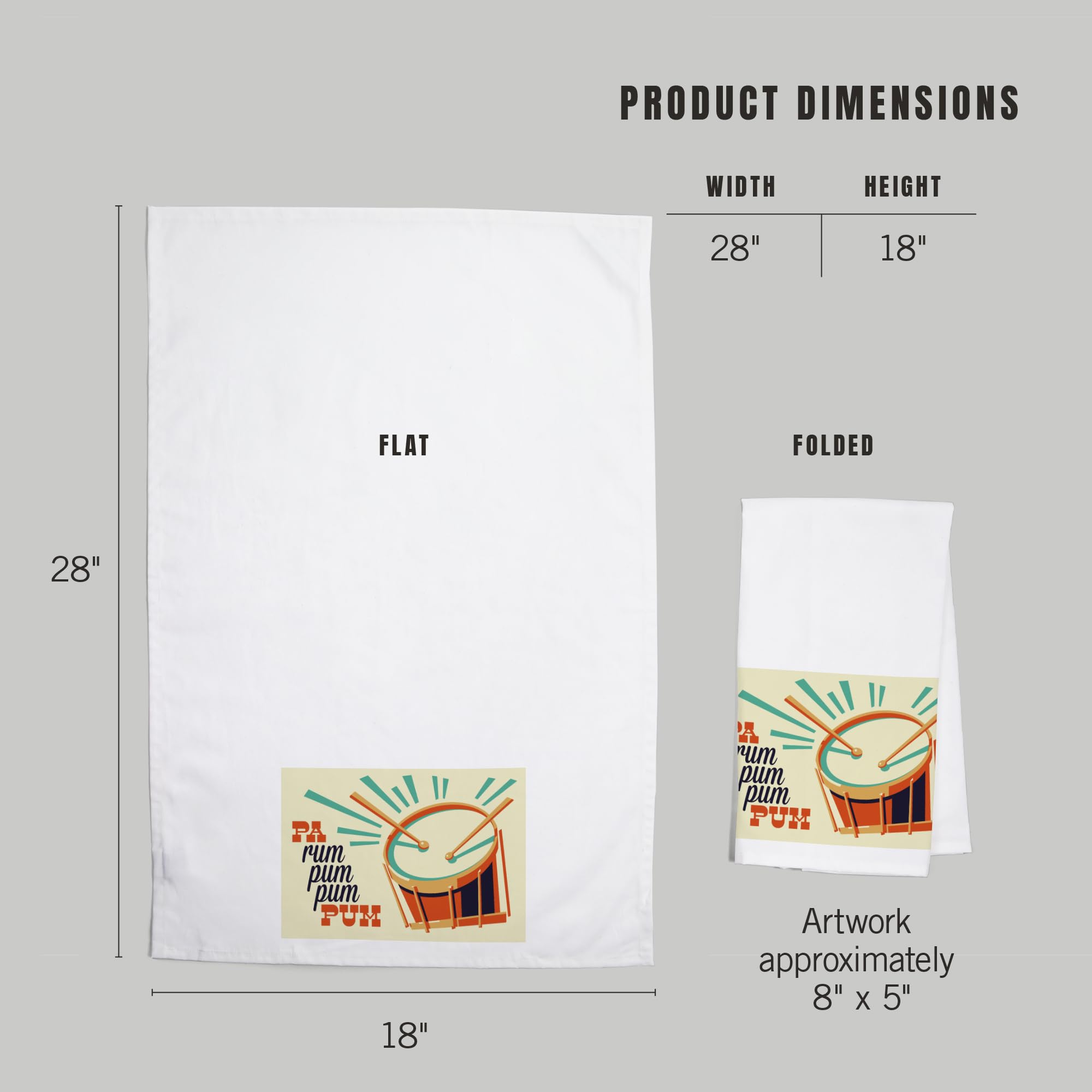 Lantern Press Drummer Boy Retro Christmas Tea Towel - 100% Cotton Decorative Hand Towel for Kitchen, Bathroom & Home Decor | Perfect Holiday Gift & Festive Table Setting Accessory