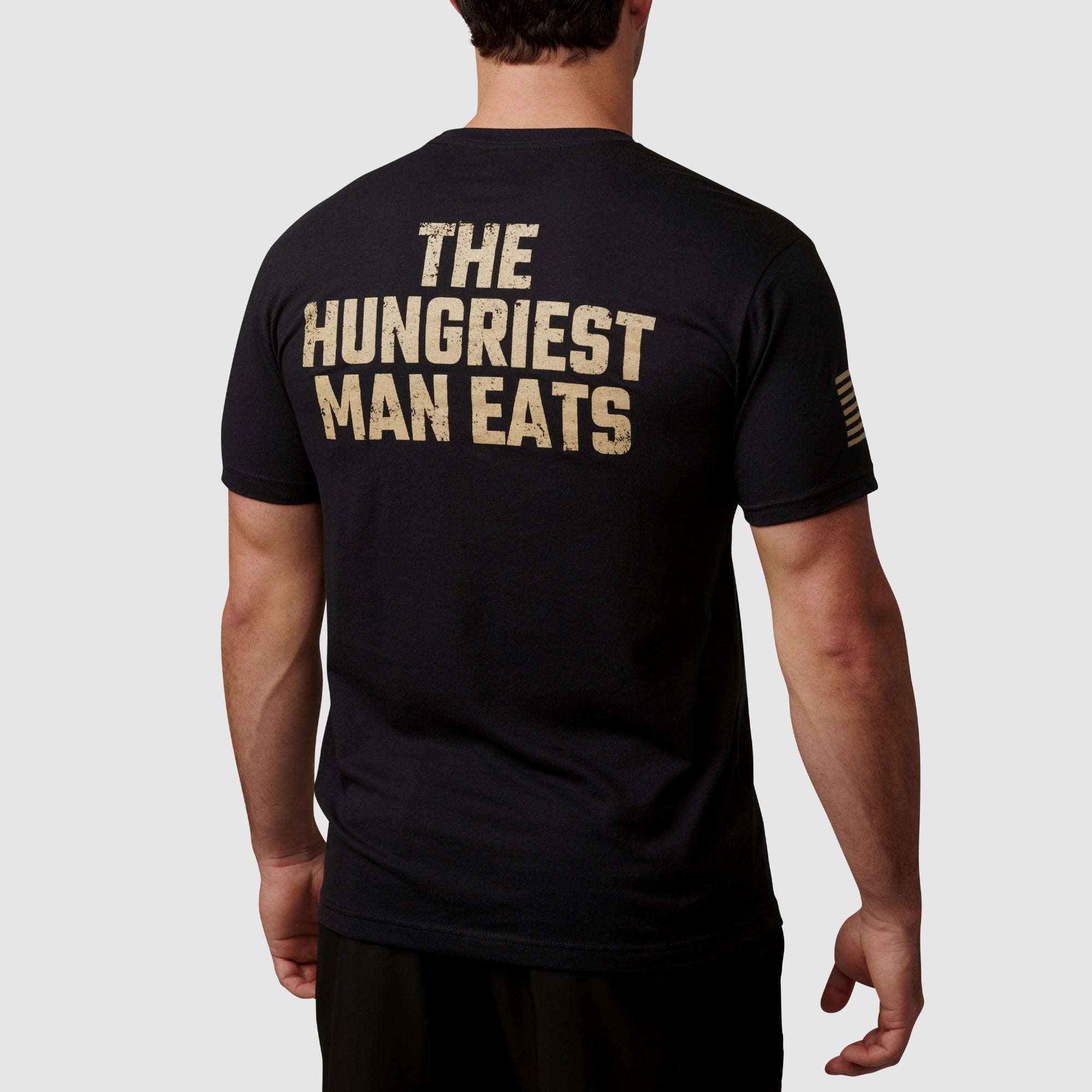 Hungriest Man Eats T-Shirt 2.0 - Funny Graphic Tee for Men (Woodland Black/Tan) - Perfect for Casual Wear, Gifts & Outdoor Adventures