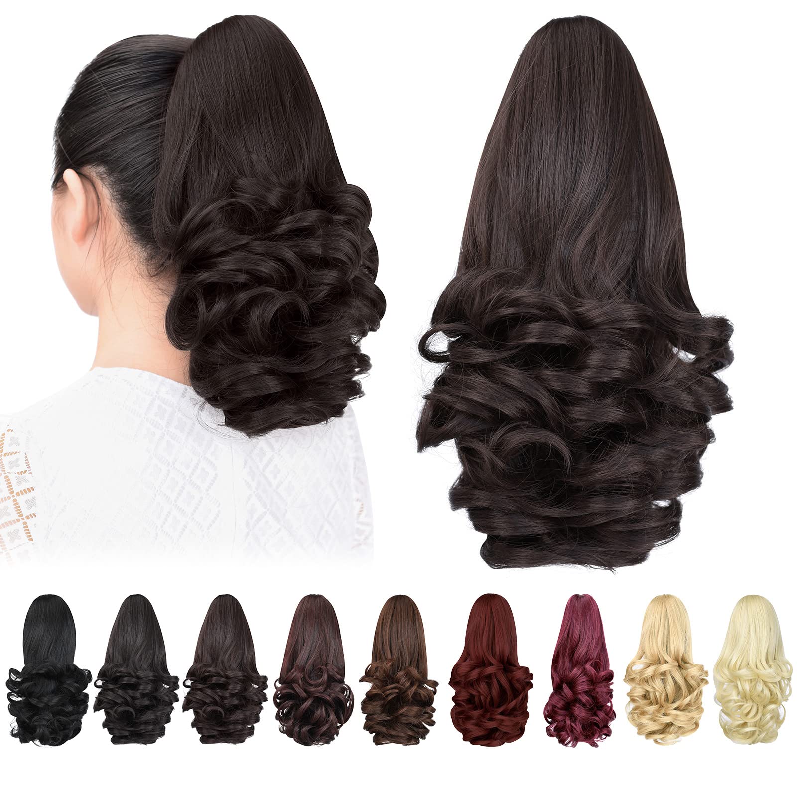Natural Straight Ponytail Hair Extension with Claw Clip - Seamless Blonde Brown Black Hairpiece for Women - Perfect for Parties, Weddings & Everyday Styling
