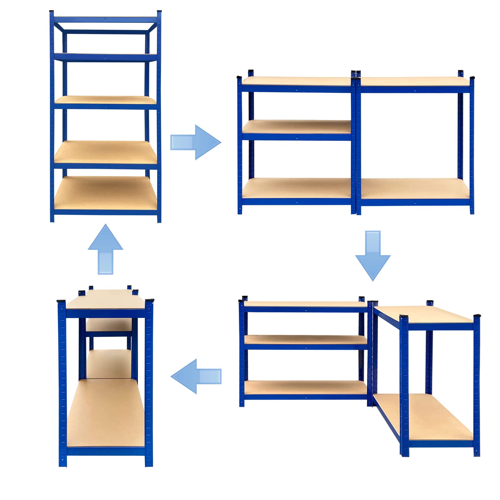 Heavy Duty 5-Tier Metal Garage Shelves - 875KG Capacity Storage Rack for Garage, Closet, Kitchen, Workshop & Office | Durable Utility Shelving for Greenhouse, Home & Commercial Use
