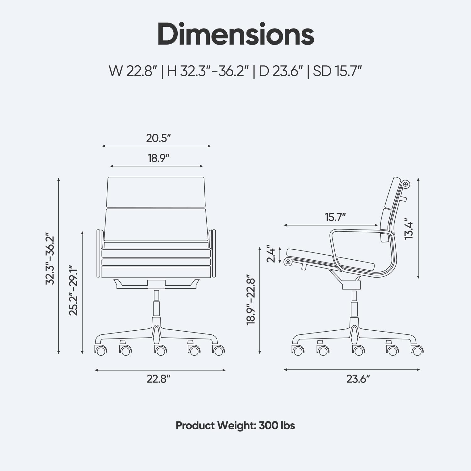 Premium Genuine Leather Office Chair - Mid Back Executive Desk Chair with Lumbar Support, Padded Arms & Smooth-Rolling Wheels - Ergonomic Aluminum Base Rolling Chair for Home Office, Conference Room & Workspace - Modern Black Leather Computer Chair for Professionals