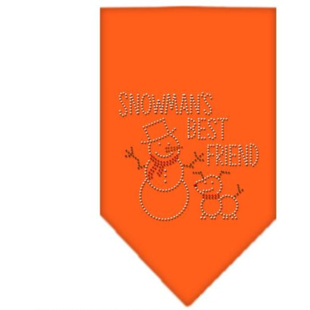Christmas Pet Dog Bandana Rhinestone - Snowman's Best Friend Orange Small for Holiday Photos & Festive Gatherings
