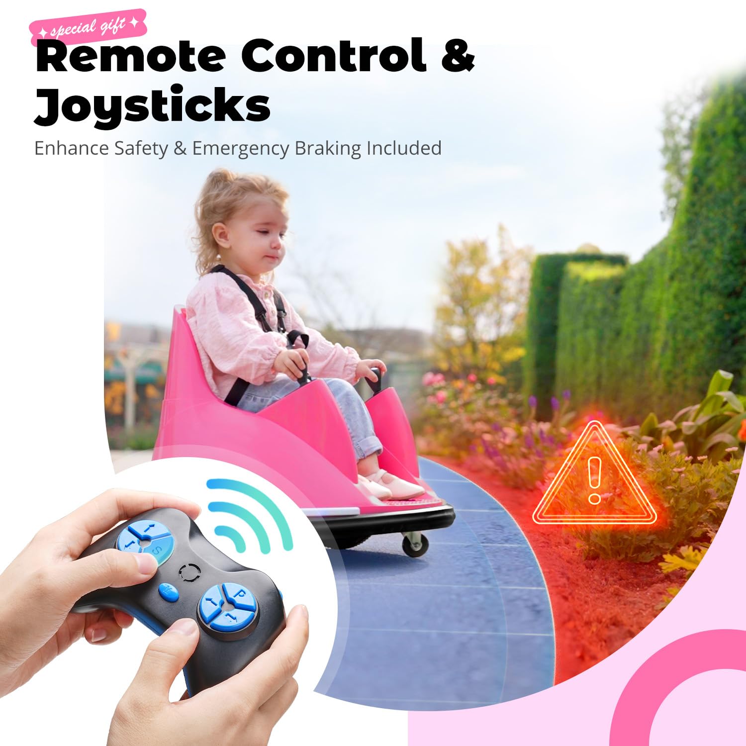 **Zupapa 12V Electric Ride-On Bumper Car for Kids Ages 1.5-6 Years - Remote Control, Bluetooth Music, 3 Speed Modes, DIY License Plate - CPSIA & ASTM Certified - Perfect for Indoor & Outdoor Play**