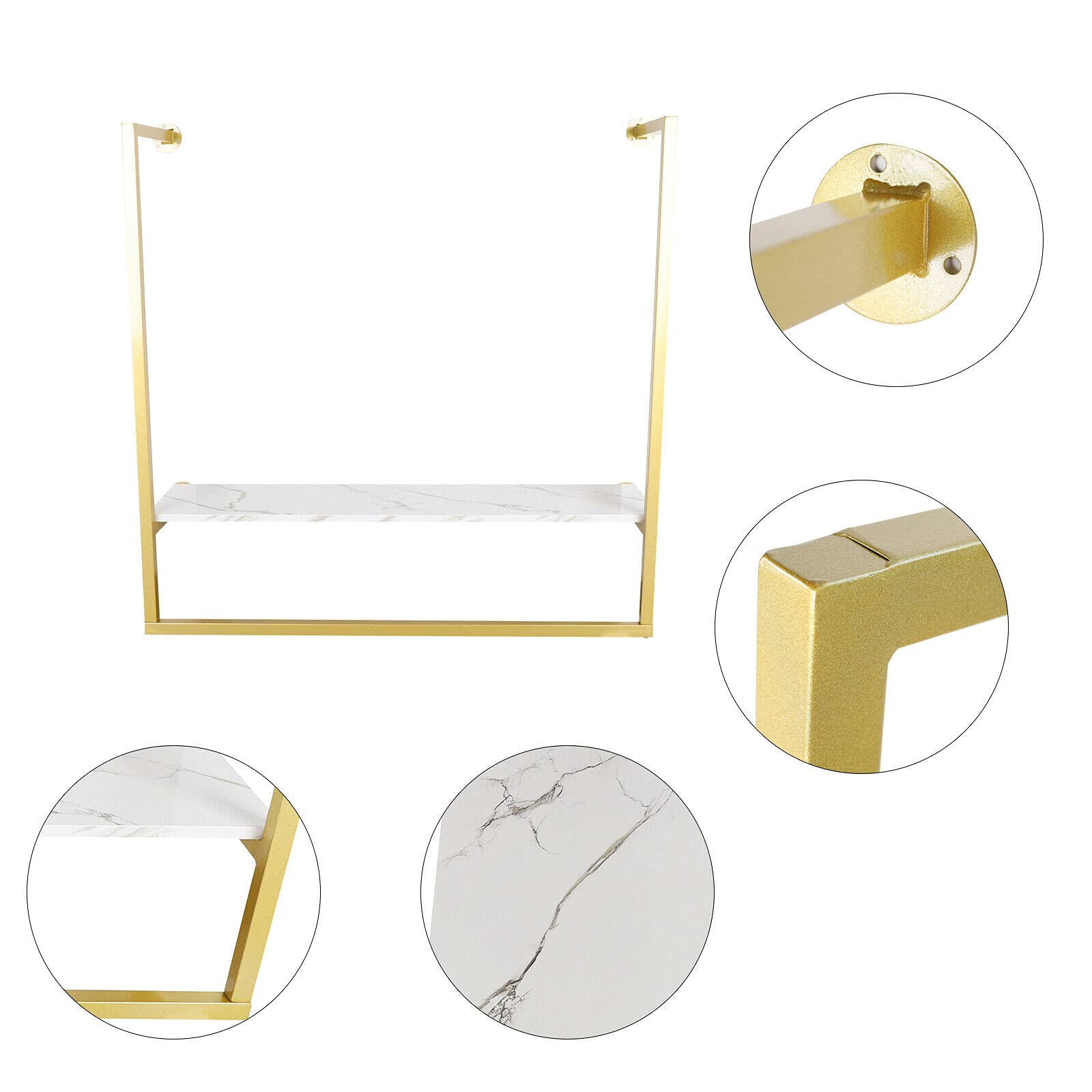 Wall Mounted Gold Clothes Rack - Heavy Duty Iron Garment Hanger for Home & Closet Organization - Holds 75kg/165lbs - Perfect for Bedroom, Laundry Room & Small Space Storage