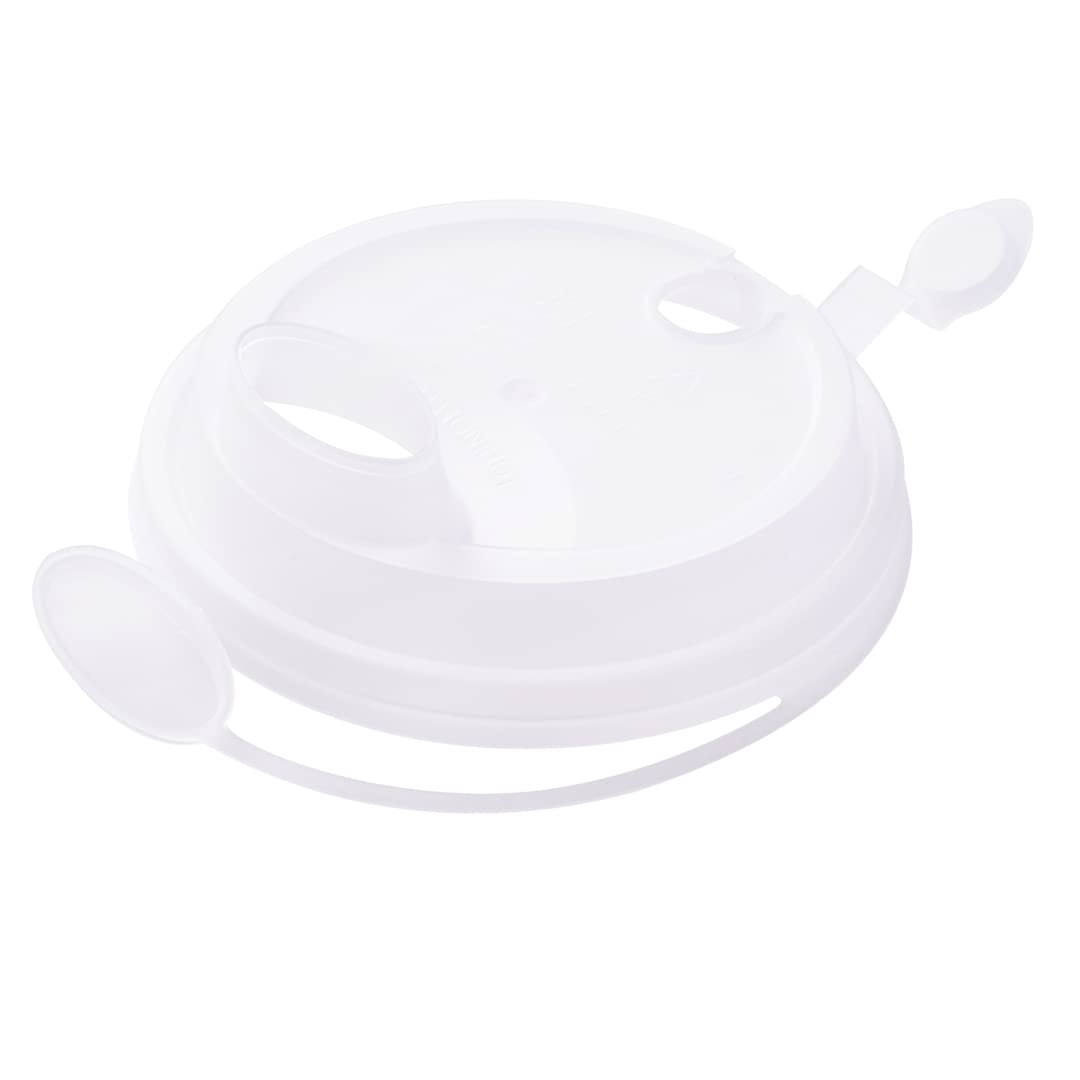Restaurantware 500-Pack Leakproof Bev Tek Lids for 12oz/16oz/24oz Coffee Cups - 2-in-1 Design with Attached Stoppers, Clear Plastic Disposable Drink Lids (Cups Sold Separately) | Perfect for Coffee Shops, Cafes, Takeout & Office Break Rooms