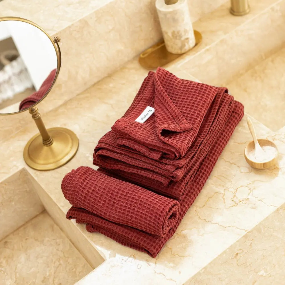 CleanBamboo® Premium Waffle Weave Bath Towels - Ultra Soft & Absorbent Bamboo Fiber Towel Set for Spa, Bathroom & Beach Use