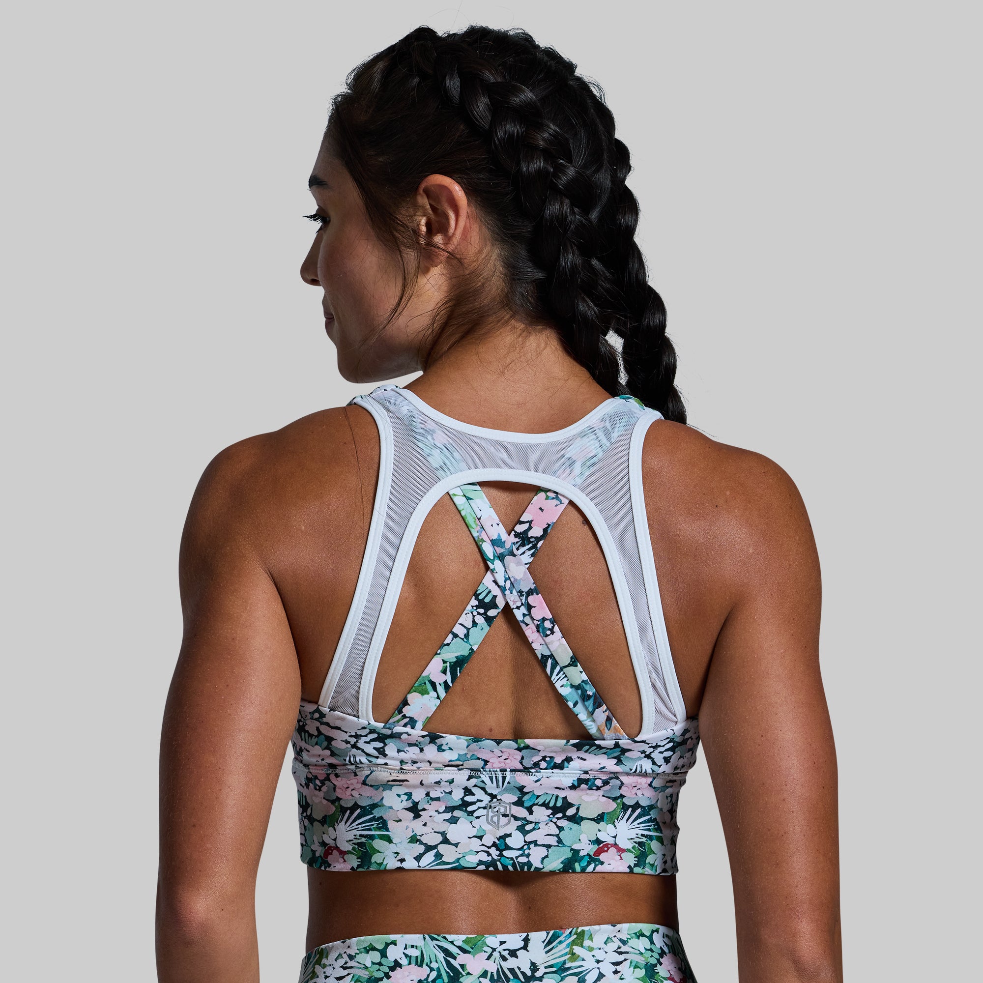 X Factor Sports Bra for Women - Floral Spice Print High Support Workout Top for Running, Yoga & Gym - Moisture Wicking & Breathable Activewear