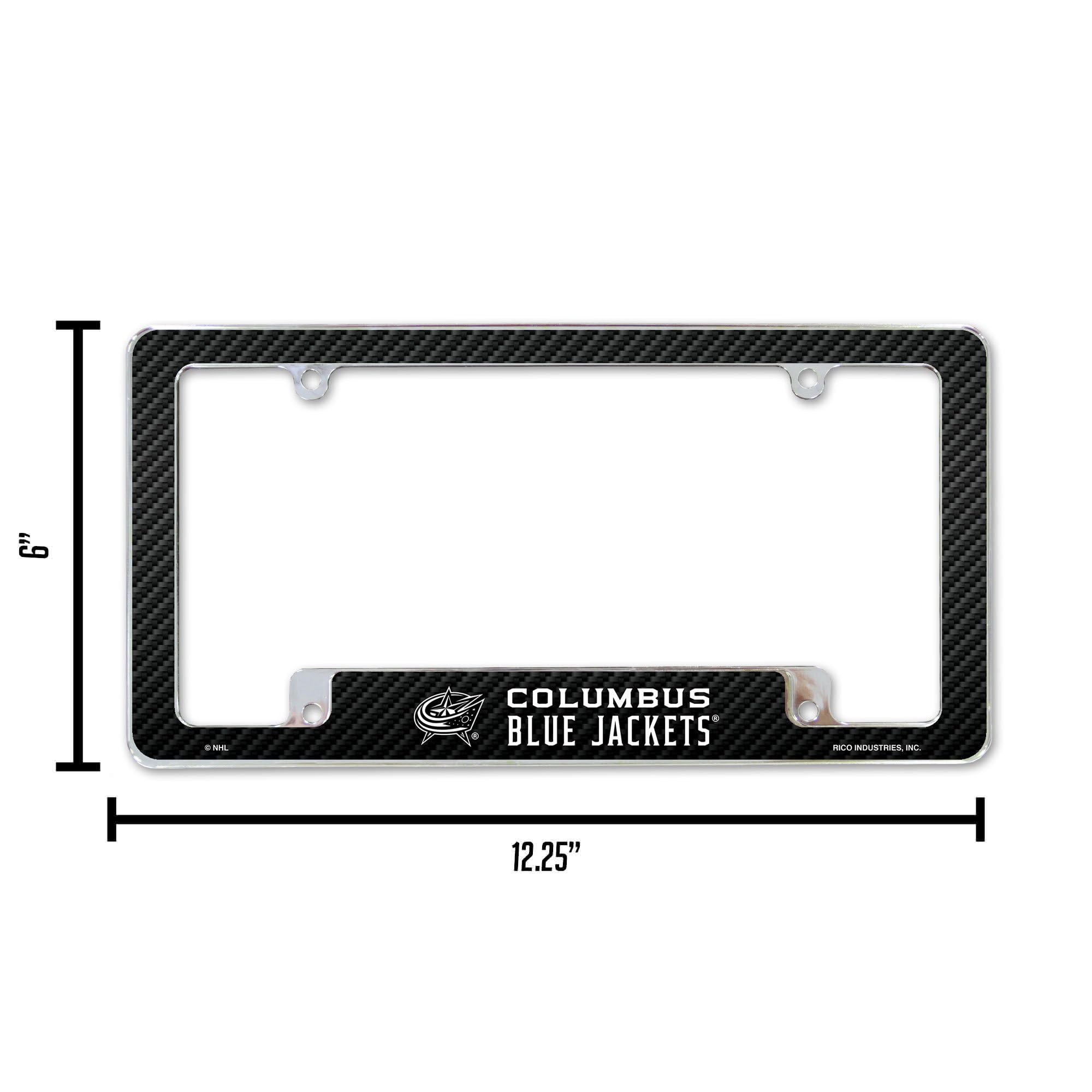 Columbus Blue Jackets NHL Chrome Metal License Plate Frames (Set of 2) - Carbon Fiber Design for Cars & Trucks - Official Team Merchandise for Fans & Tailgating