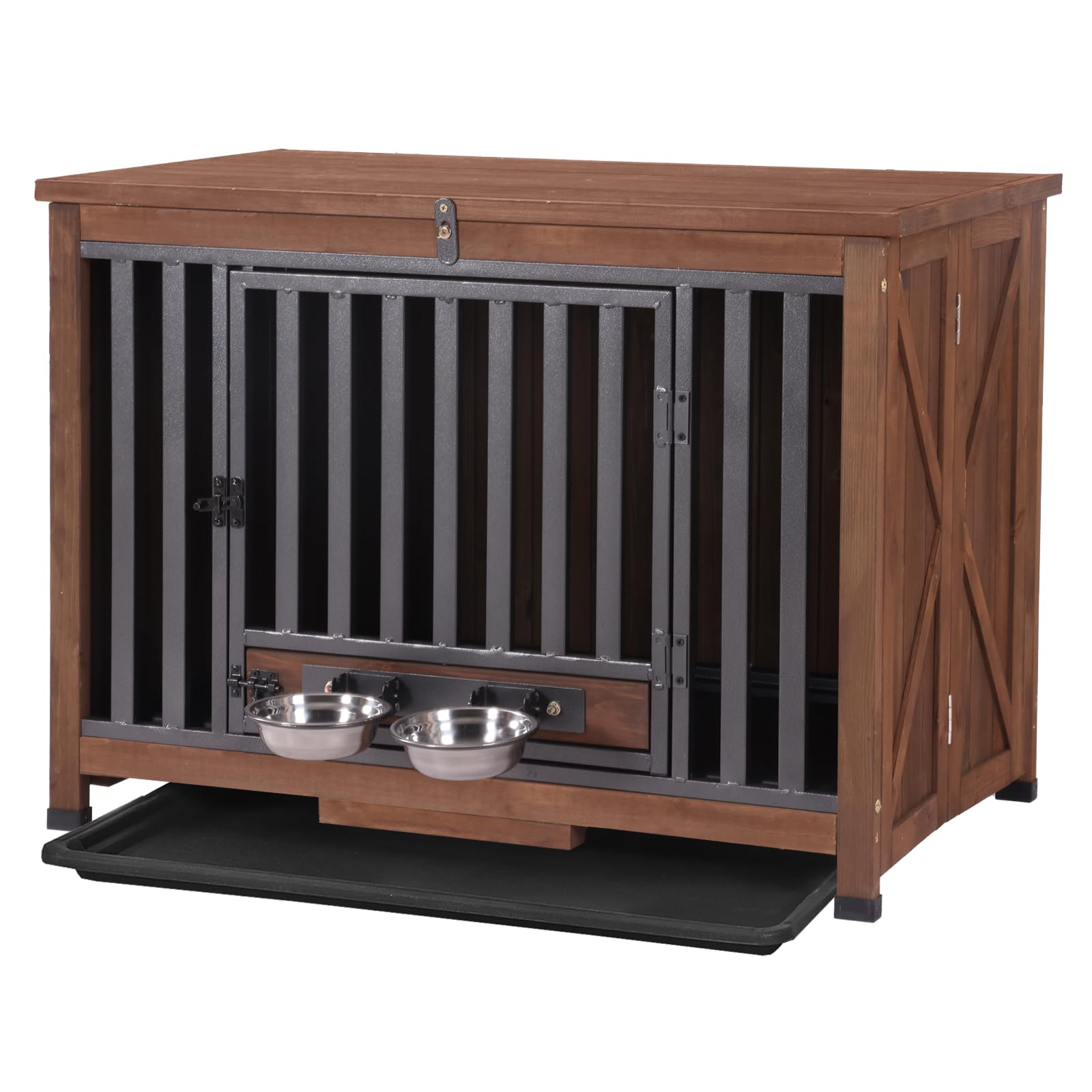 Aivituvin Heavy Duty Indoor Dog Crate Furniture - Portable Kennel for Small & Medium Dogs with Large Opening Roof | End Table & Dog House for Living Room, Bedroom & Office Use