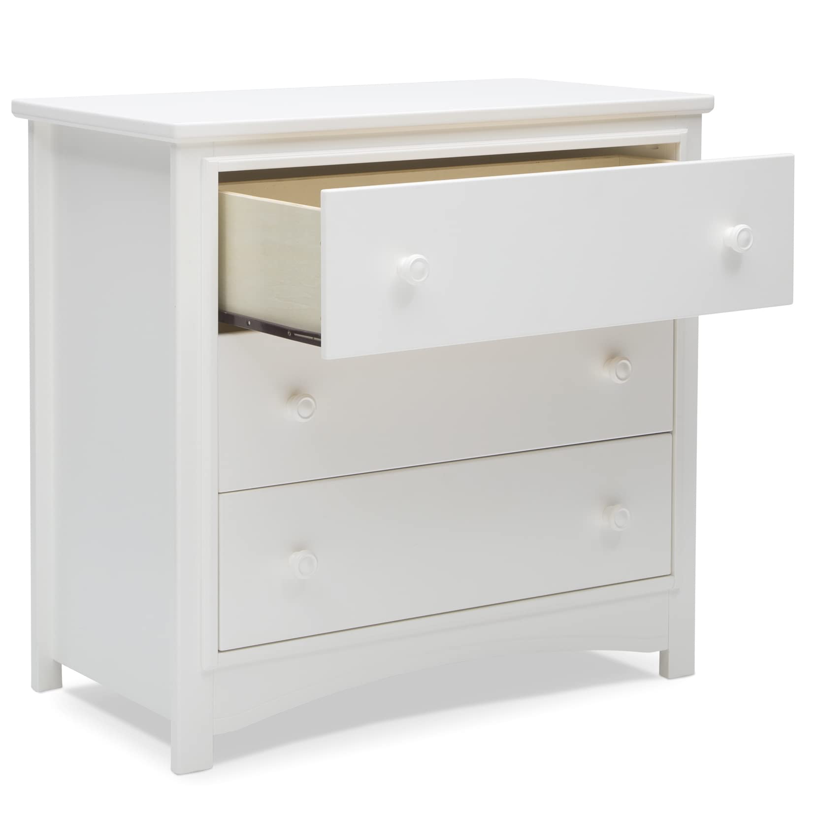 Delta Children Perry 3-Drawer Baby Dresser with Changing Top - White Nursery Furniture for Diaper Changing & Storage | Perfect for Newborn & Toddler Organization