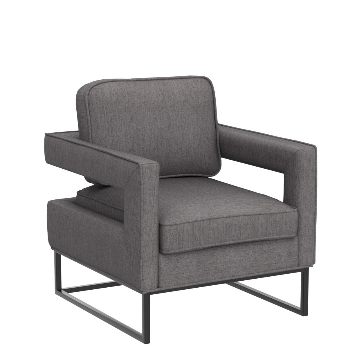 Andeworld Mid Century Modern Accent Chair - Grey Upholstered Armchair for Living Room, Bedroom, Apartment - Perfect for Reading, Lounging & Relaxing | Comfortable Seating Furniture for Home Office, Lounge Area & Small Spaces