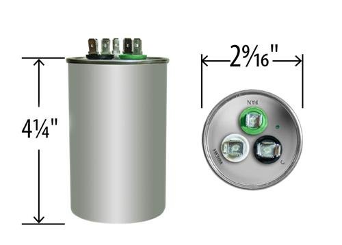Comfort Maker 1172144 - 60+5 uF 370/440V VAC AmRad Round Dual Run Capacitor | Made in USA | HVAC System Replacement Part for Air Conditioners & Heat Pumps